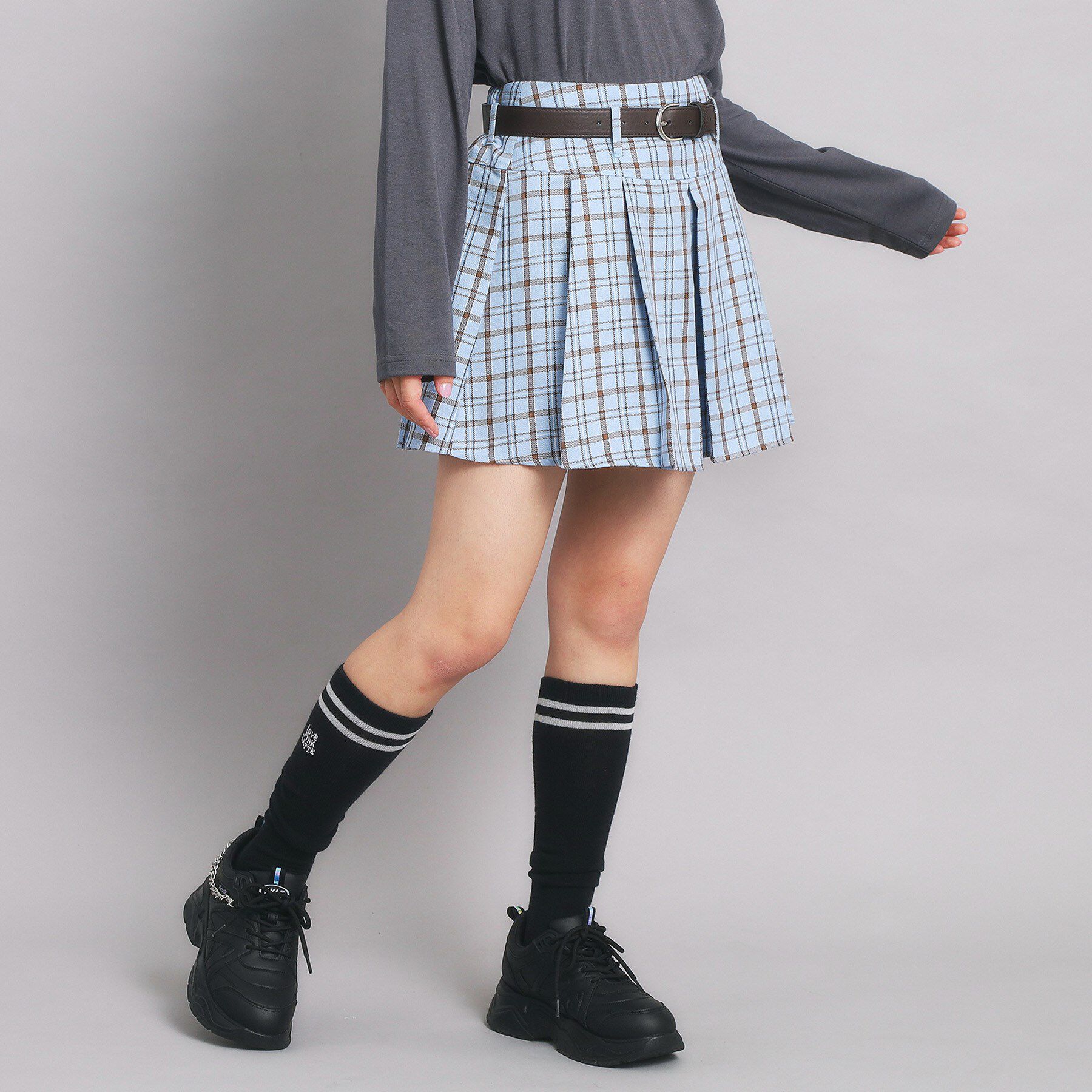 PINK-latte「ベルト付プリーツスカート」|スカート|