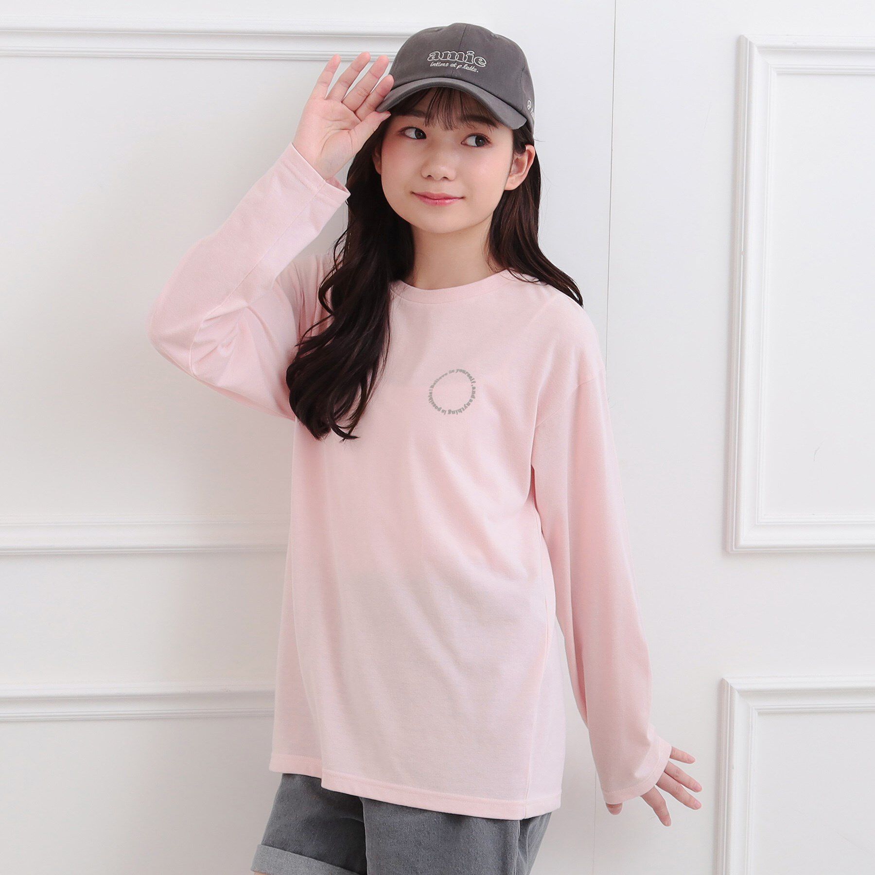 PINK-latte「フロッキーくまちゃんロンT」|Tシャツ・カットソー|ライトピンク(070