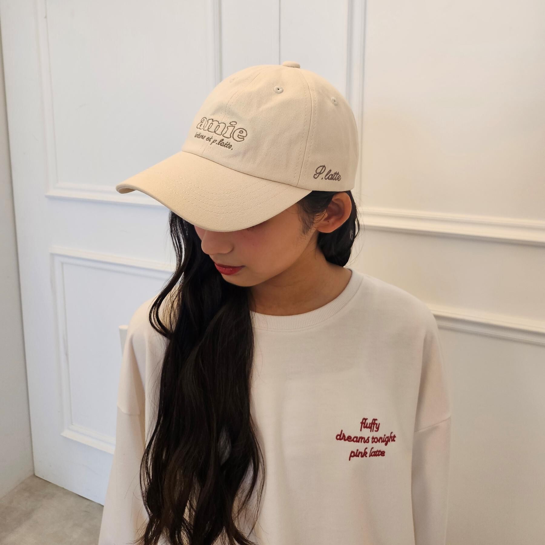 PINK-latte「刺繍ロゴキャップ」|キャップ・キャスケット|アイボリー(004)