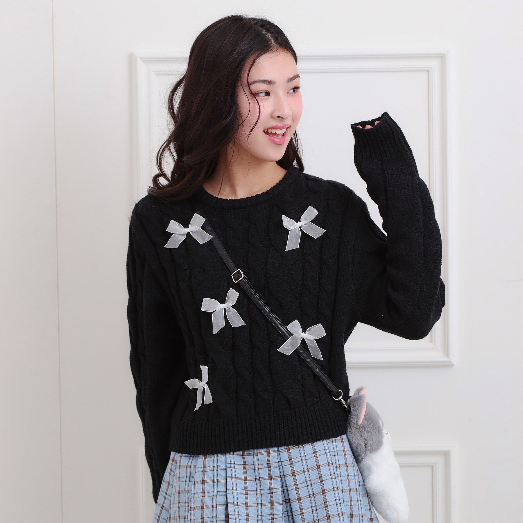 PINK-latte「リボン付ニットプルオーバー」|ニット・セーター|