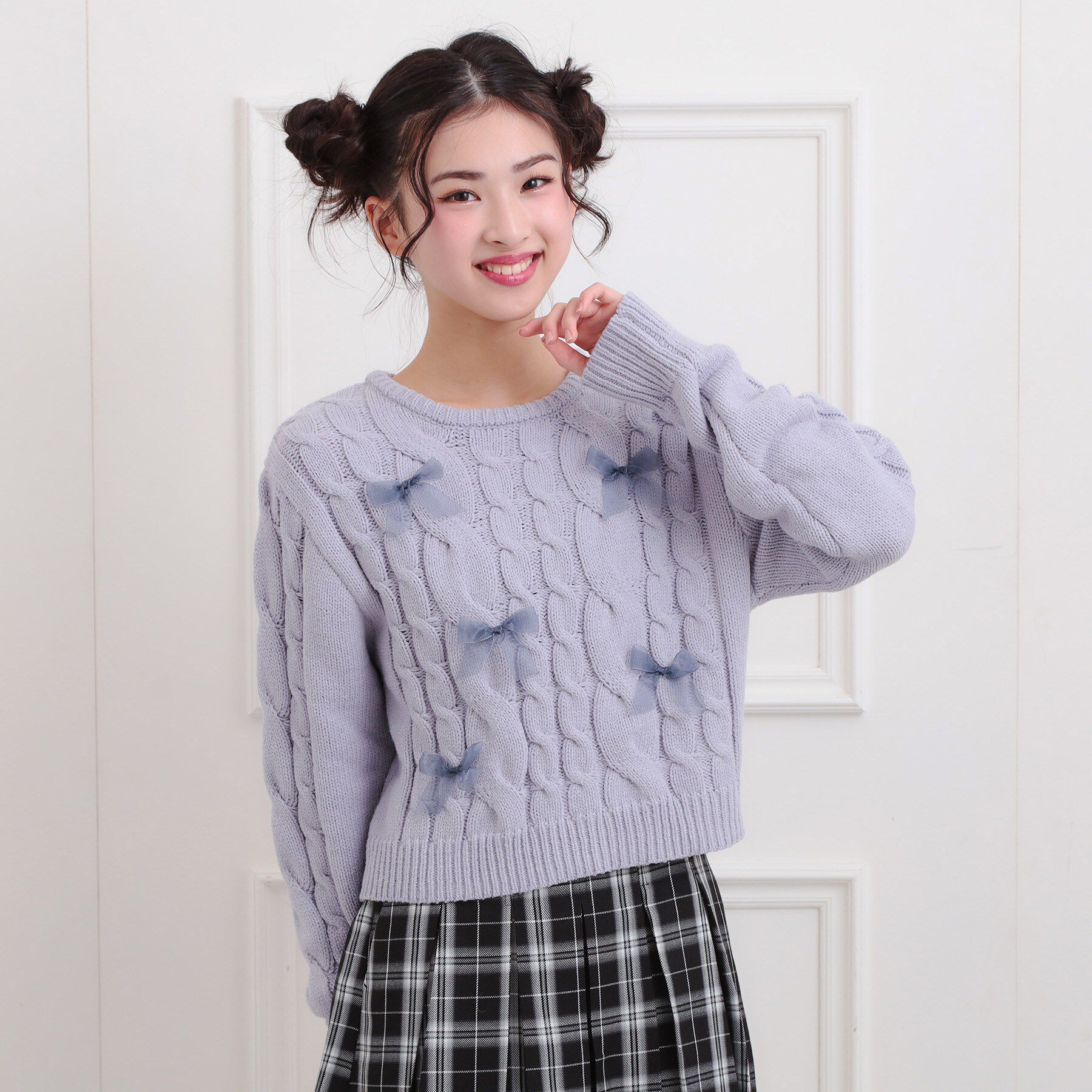 PINK-latte「リボン付ニットプルオーバー」|ニット・セーター|