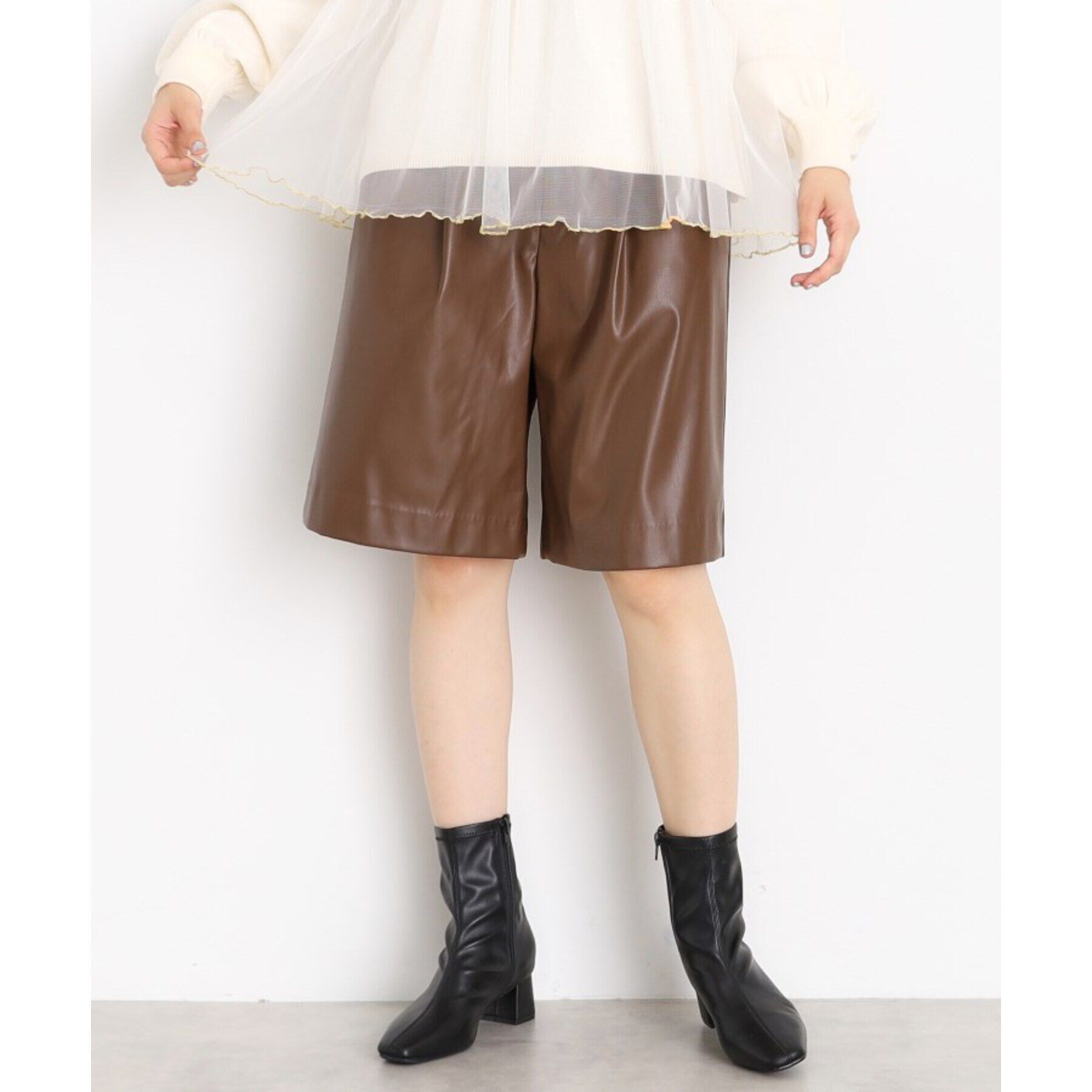 THE SHOP TK「【＠BAILA掲載】合皮ハーフパンツ」|その他|