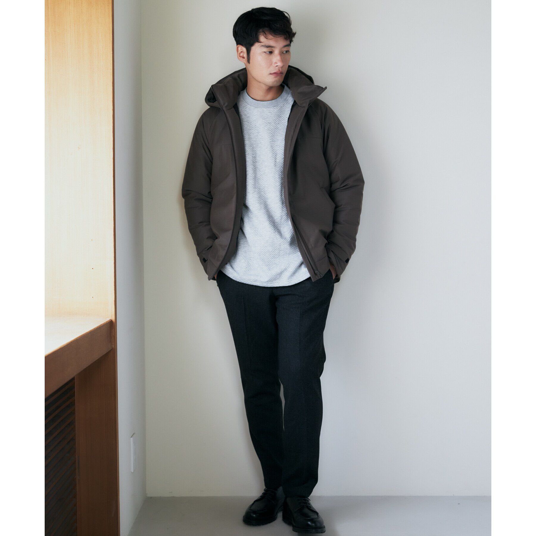 THE SHOP TK「SORONA中綿フードブルゾン 蓄熱／保温／洗える／防風／撥水／ビジネス対応可」|ダウン|