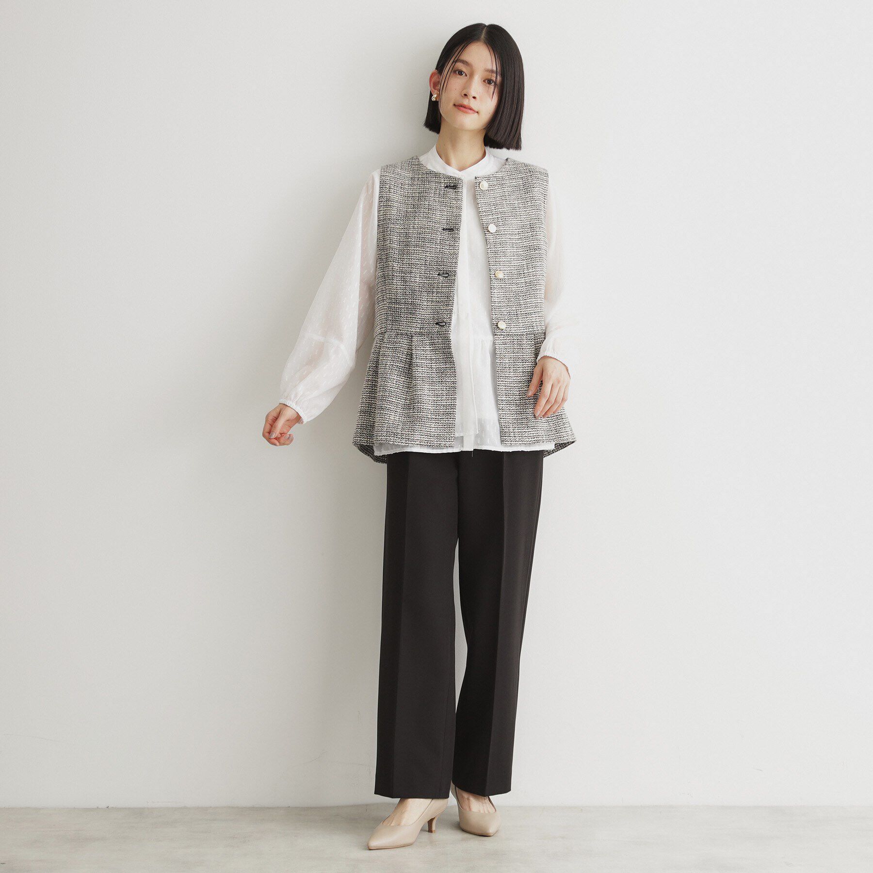 THE SHOP TK「【ONOFF活躍/セレモニー】ツイードペプラムジレ/洗える」|ベスト・ジレ|