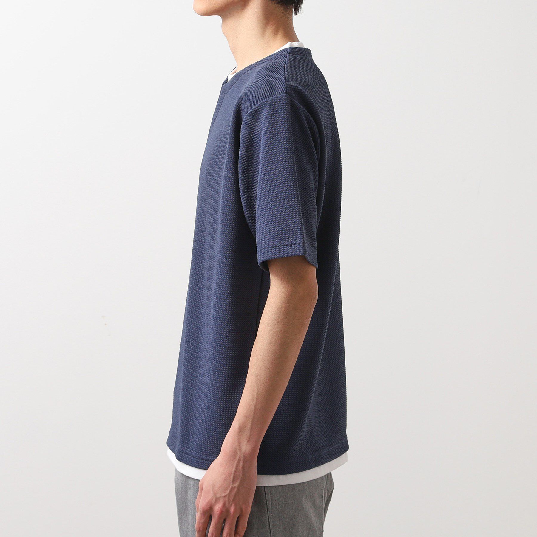 THE SHOP TK「ミニフクレキーネック半袖Tシャツ」|Tシャツ・カットソー|