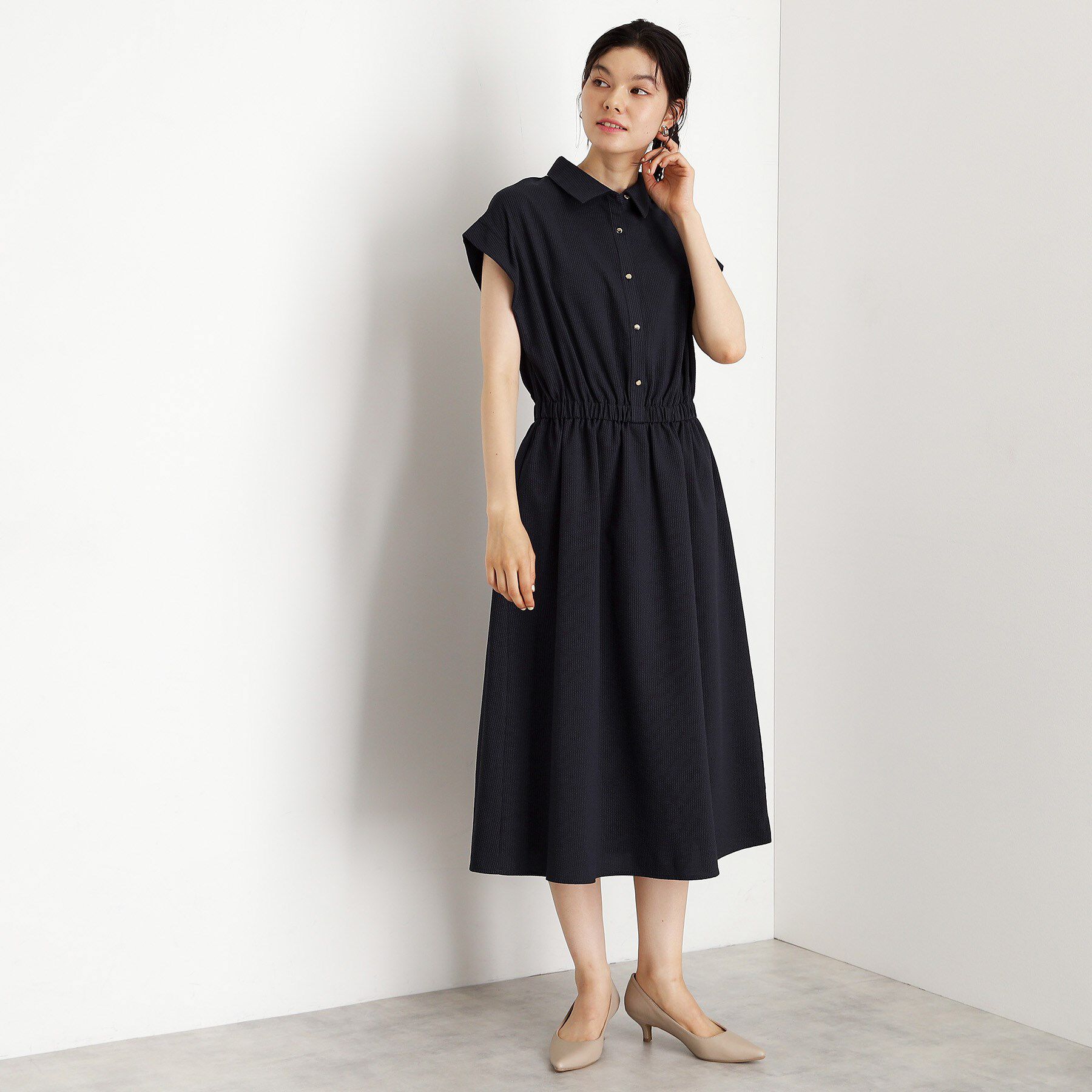 THE SHOP TK「サッカーワンピース【洗濯機OK/UVカット】」|ワンピース|ネイビー(094)