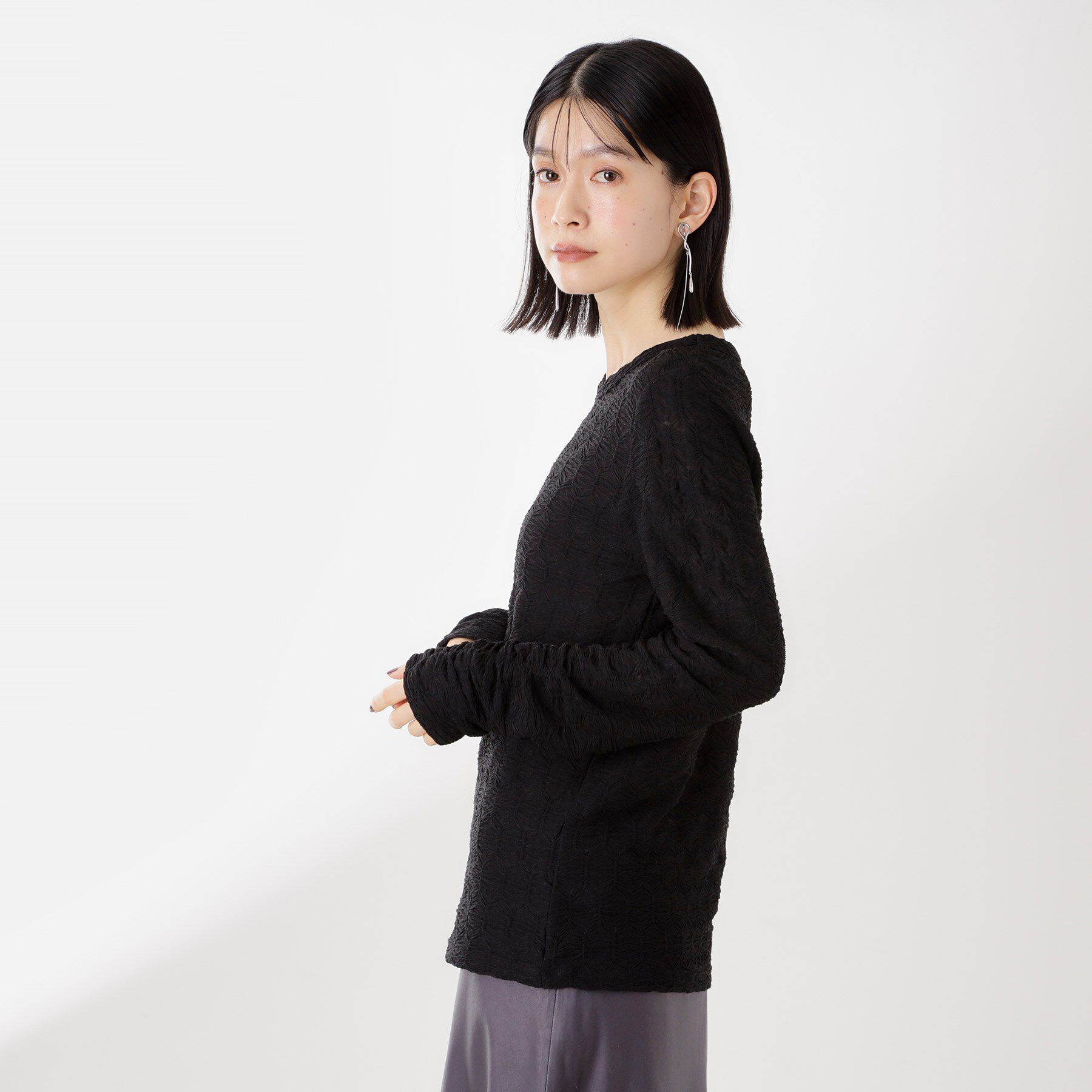 THE SHOP TK「ウェーブシアー袖クシュプルオーバー【洗濯機OK】」|Tシャツ・カットソー|