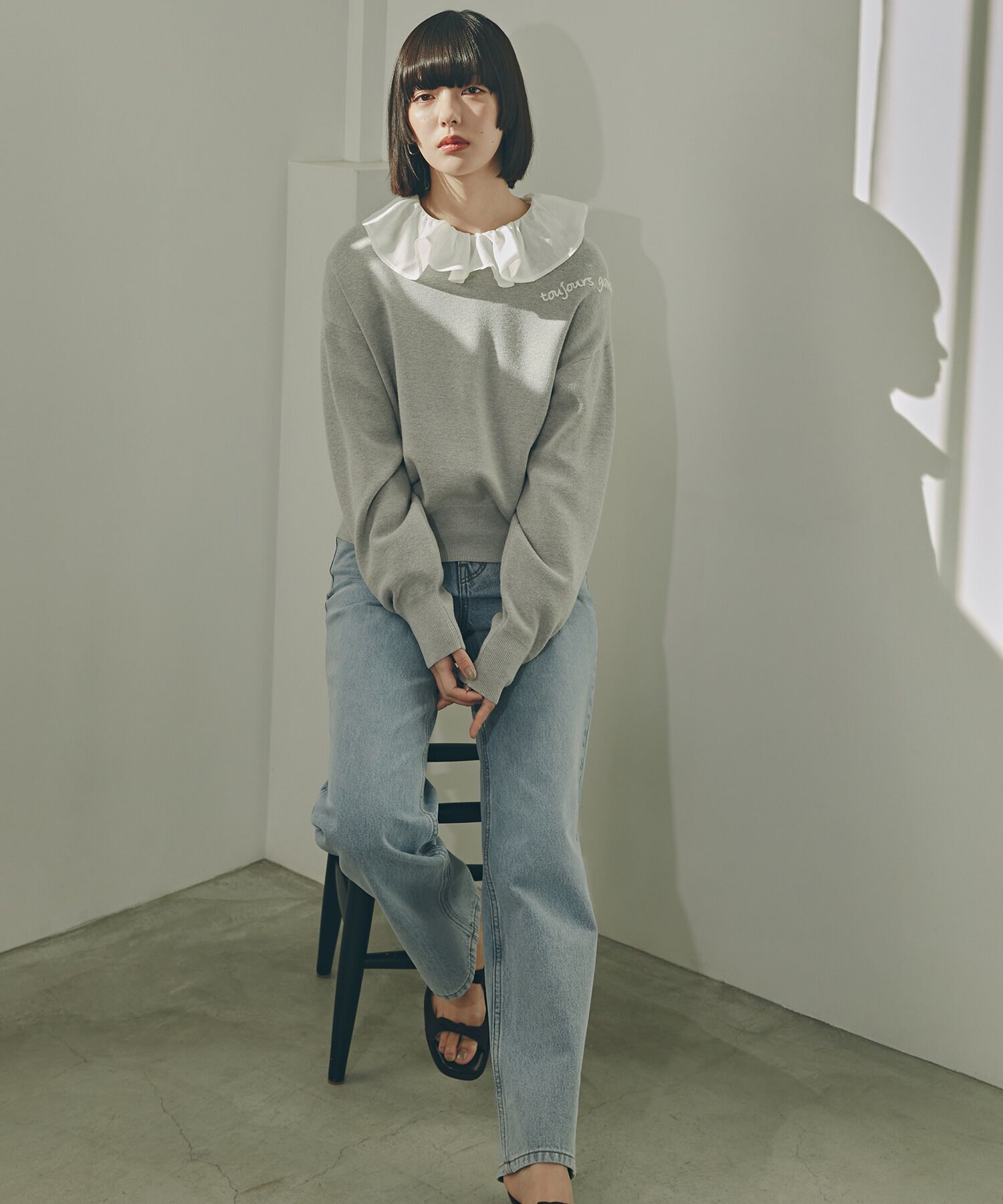  「ハイライズストレートデニムパンツ」|その他|ライトブルー