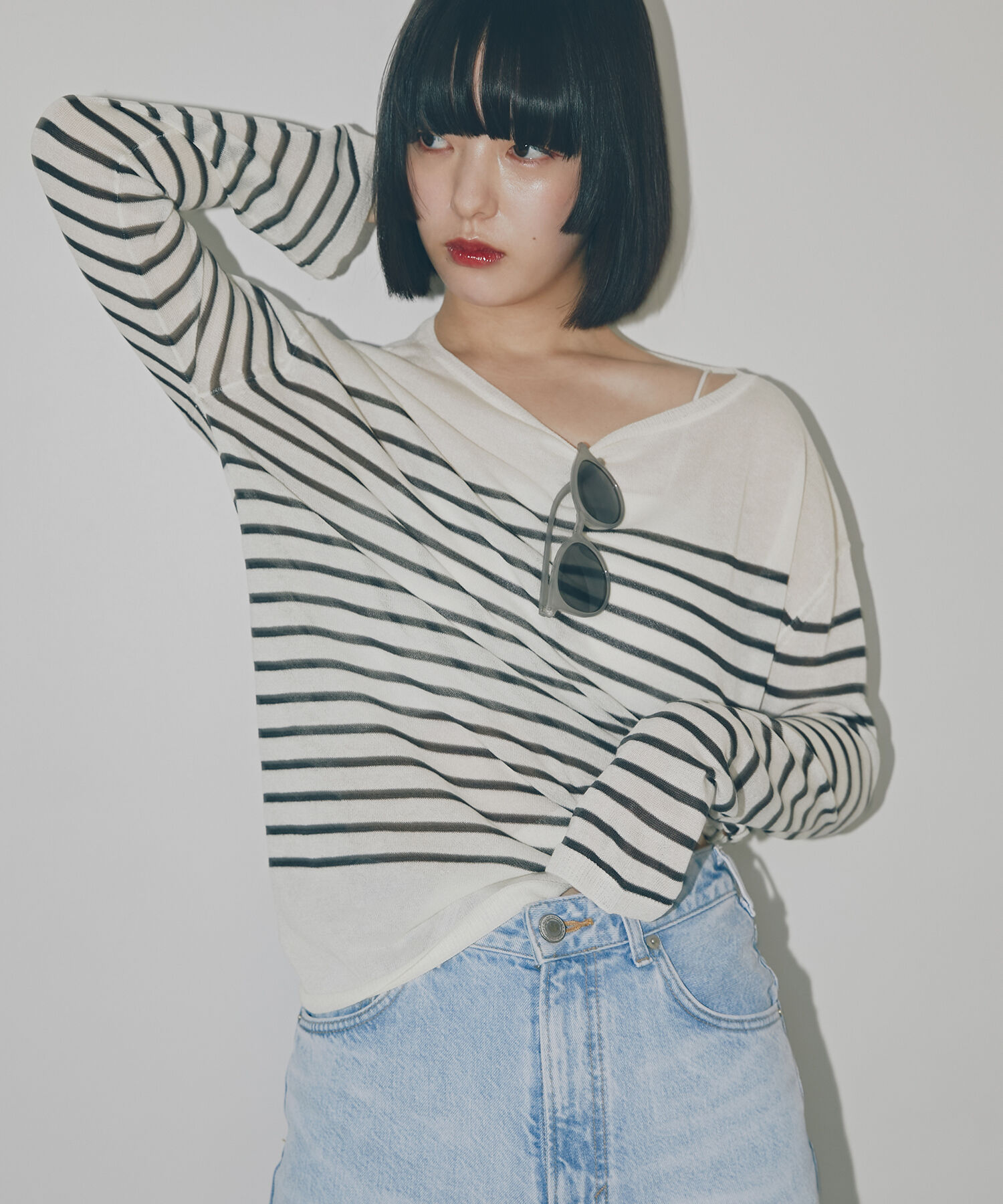  「シアーボーダーニット」|ニット・セーター|オフ2