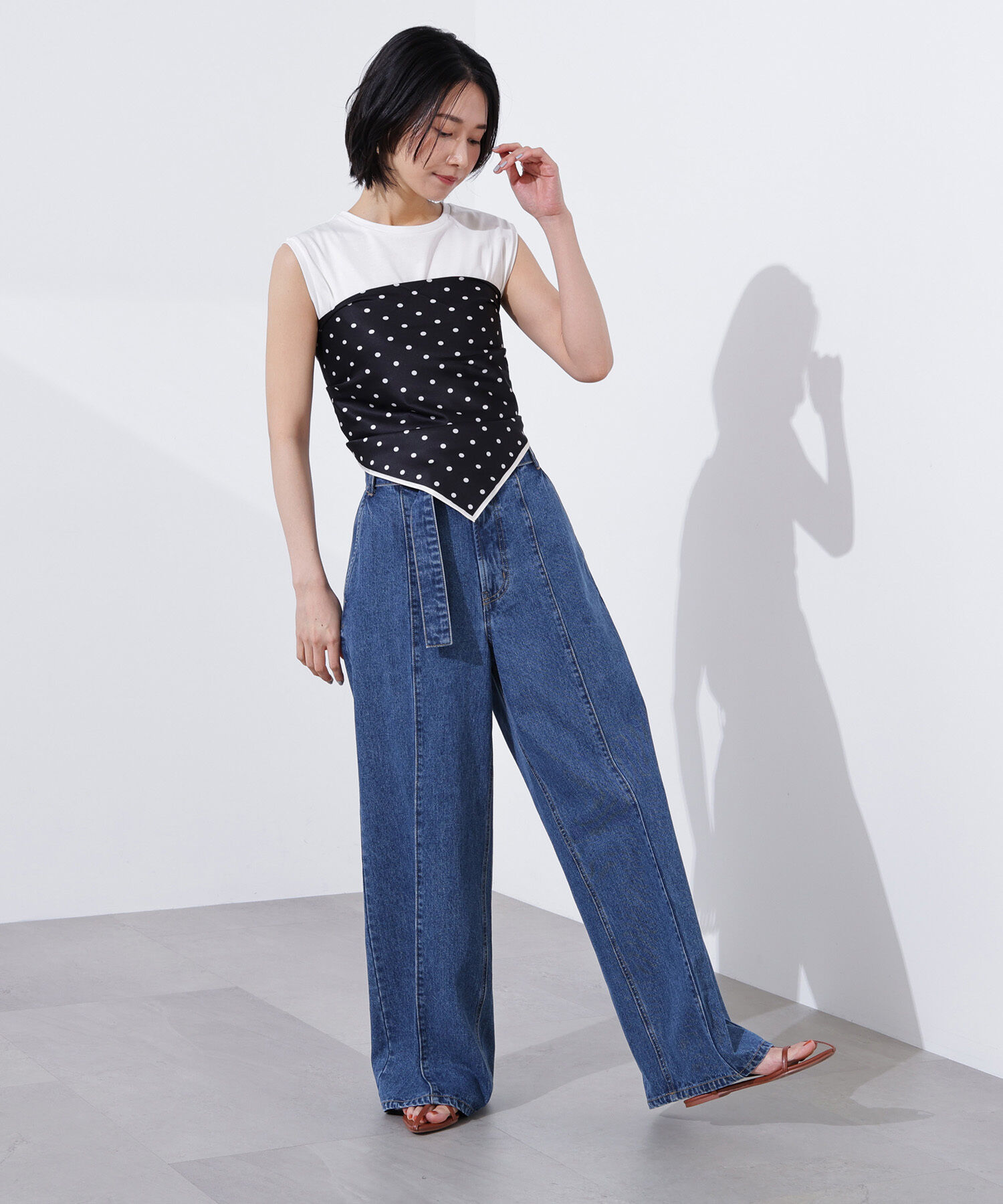  「ベルテッドワイドデニムパンツ」|その他|