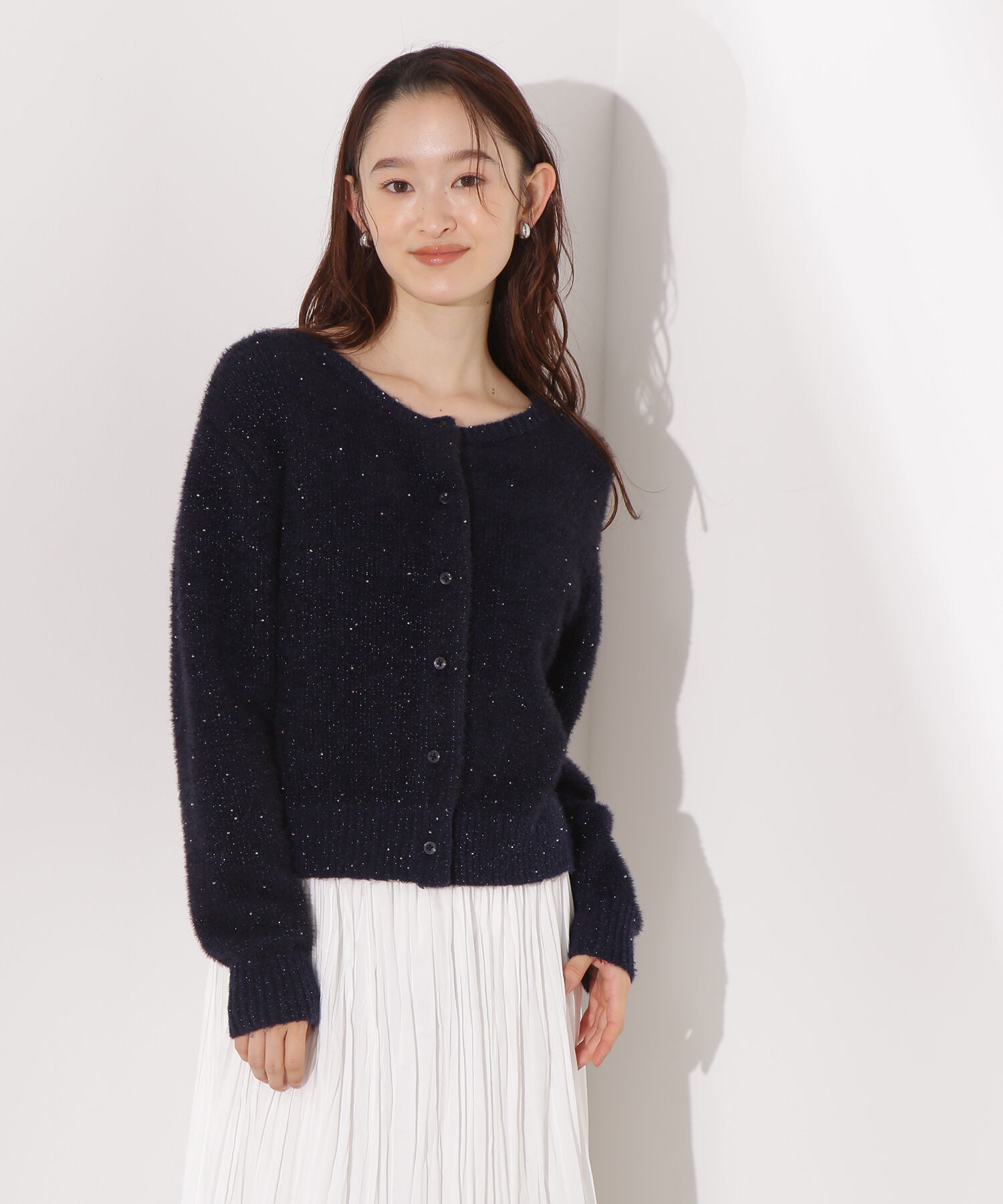  「ビーズミックスヘアリーカーディガン」|ニット・セーター|