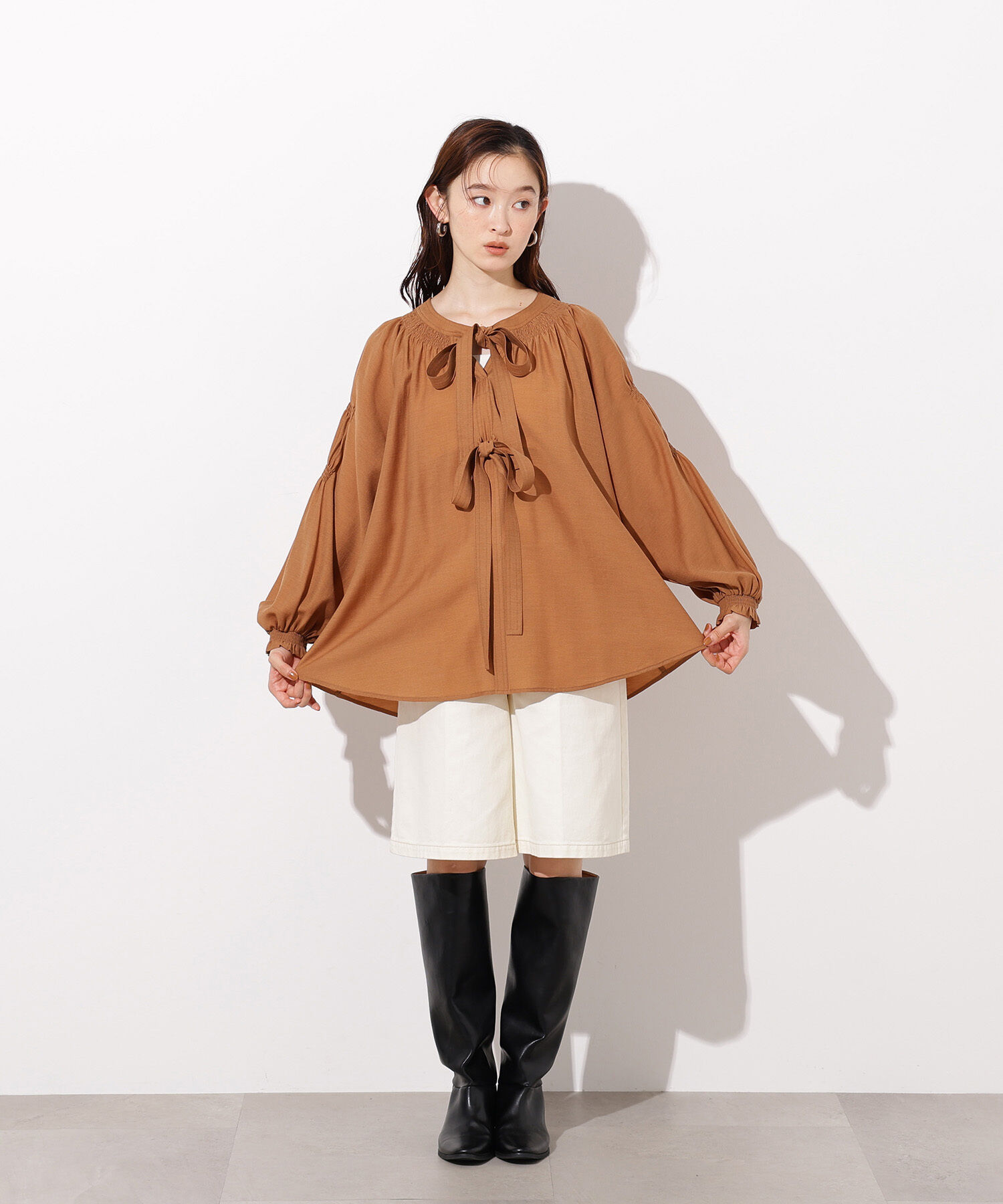  「2wayダブルリボンチュニックブラウス」|シャツ・ブラウス|