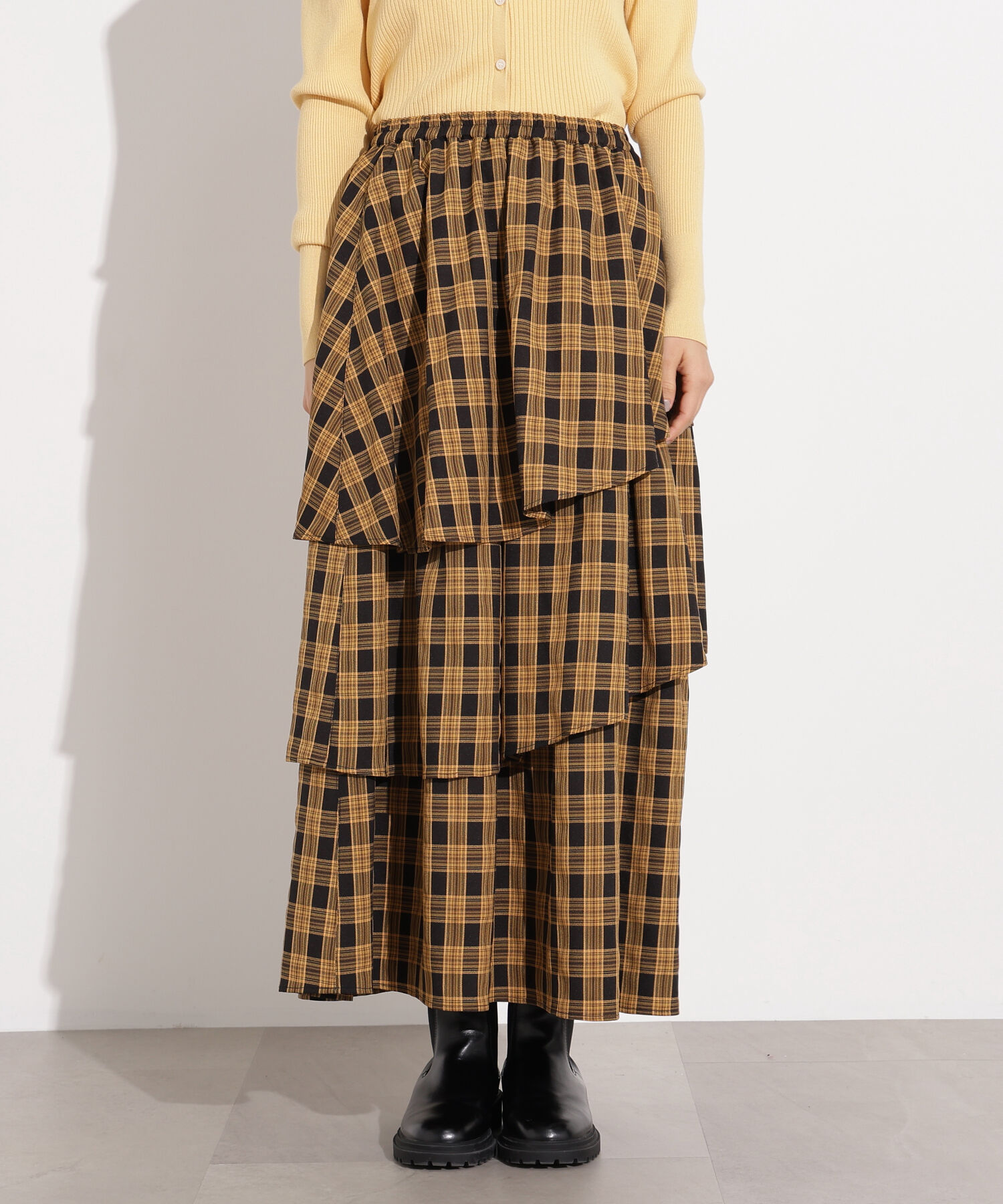  「ランダムティアードチェックスカート」|スカート|