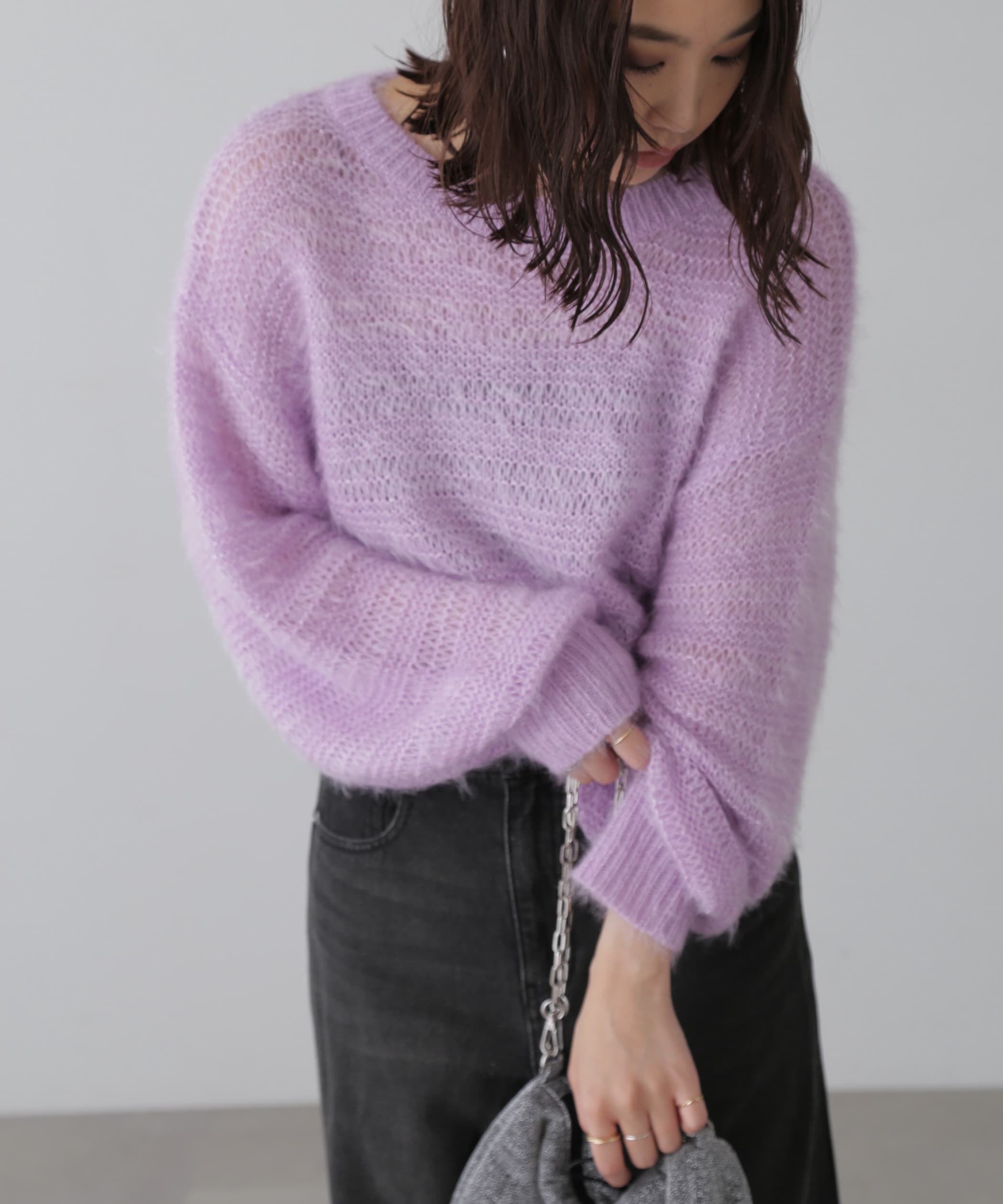  「ラメフェザーモヘヤライクニット」|ニット・セーター|