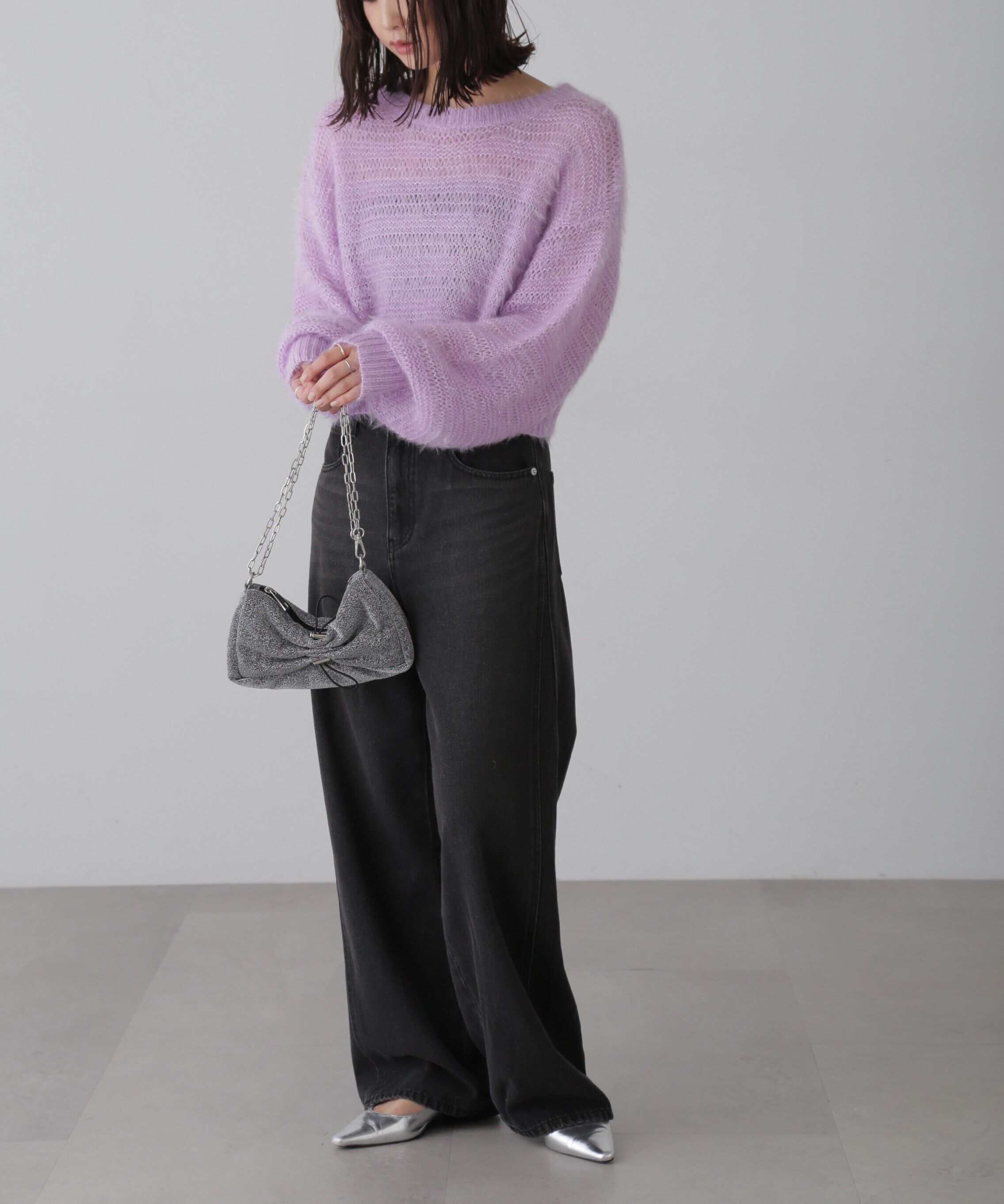  「ラメフェザーモヘヤライクニット」|ニット・セーター|