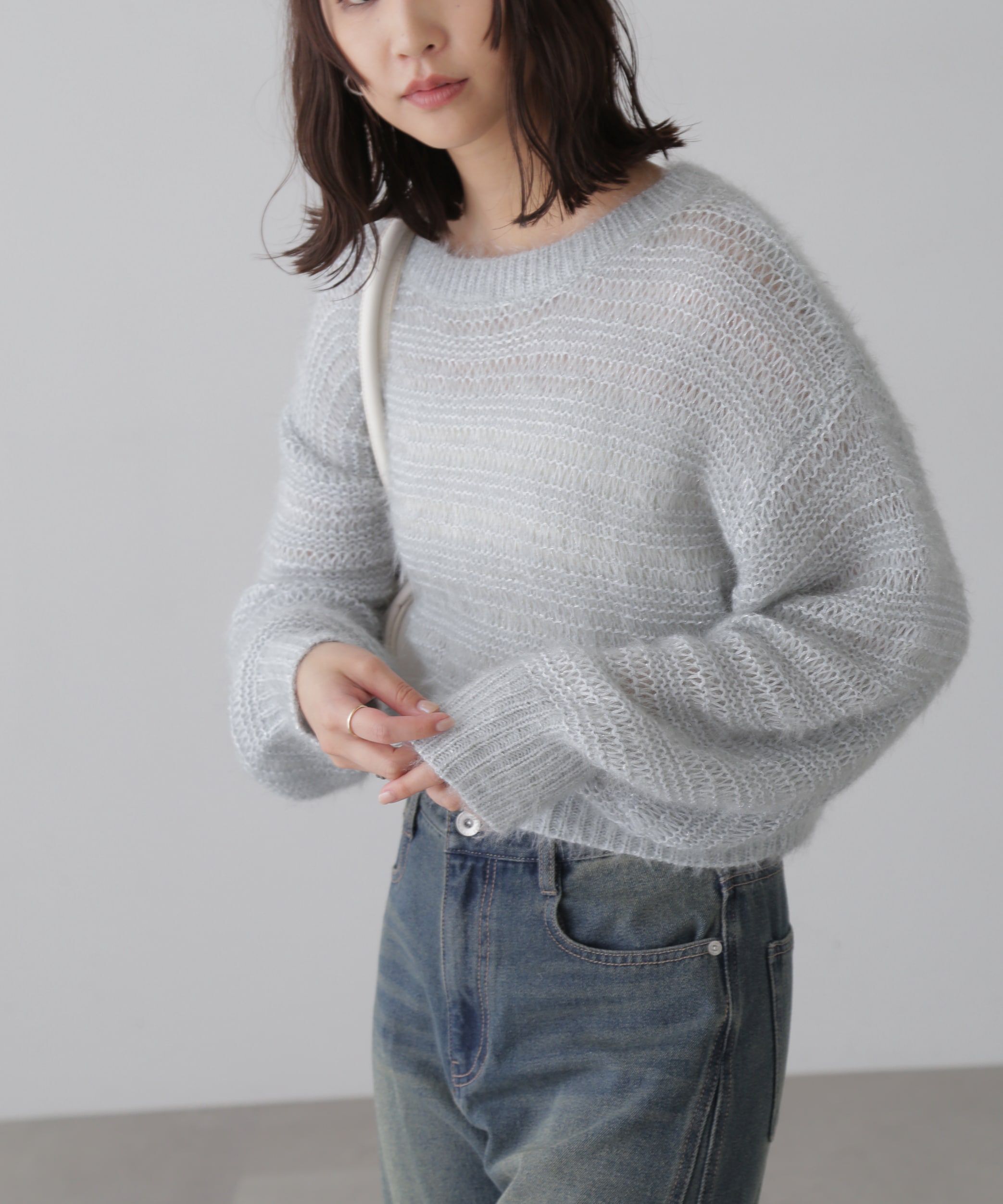  「ラメフェザーモヘヤライクニット」|ニット・セーター|