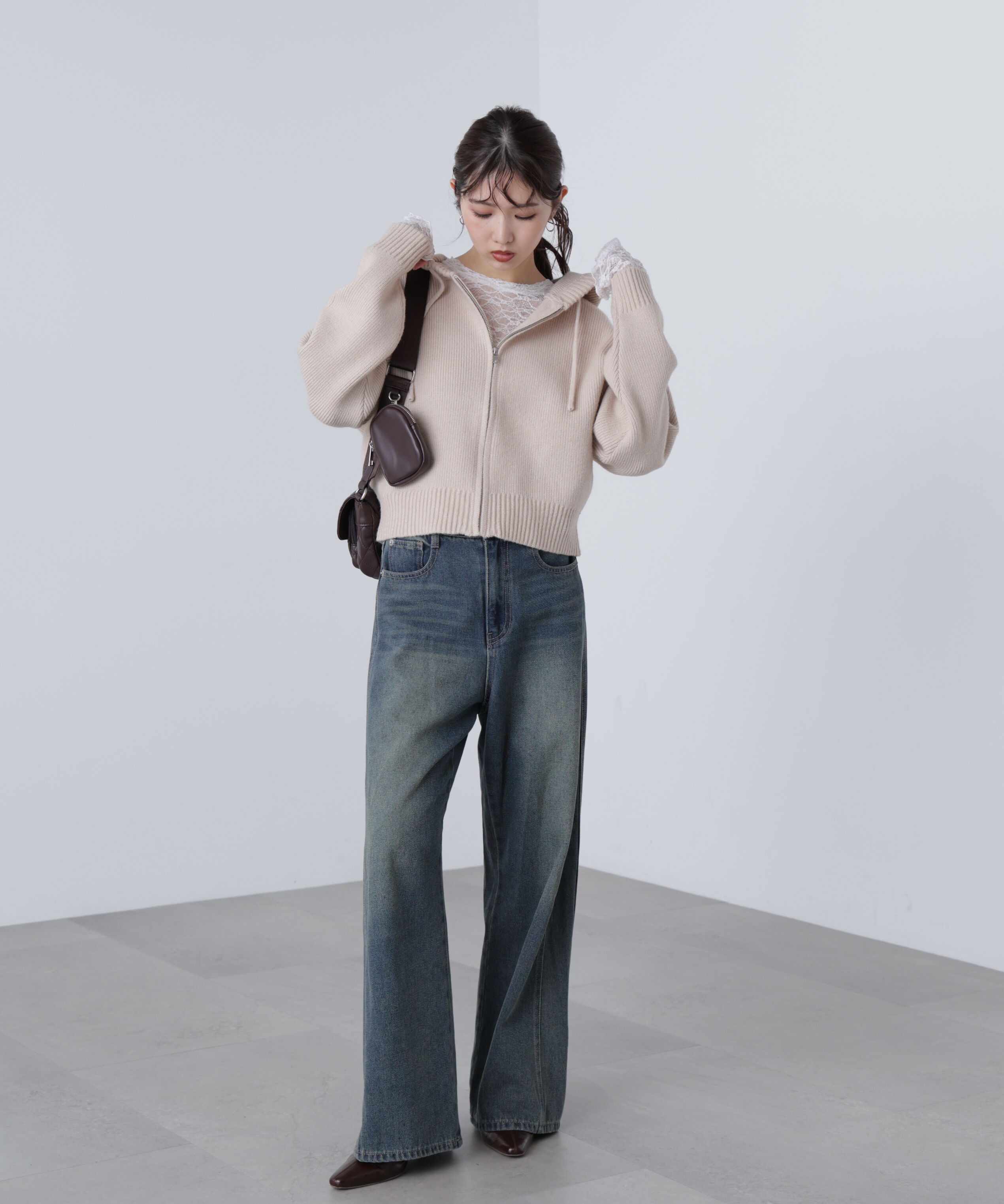  「ジップニットパーカー」|ニット・セーター|