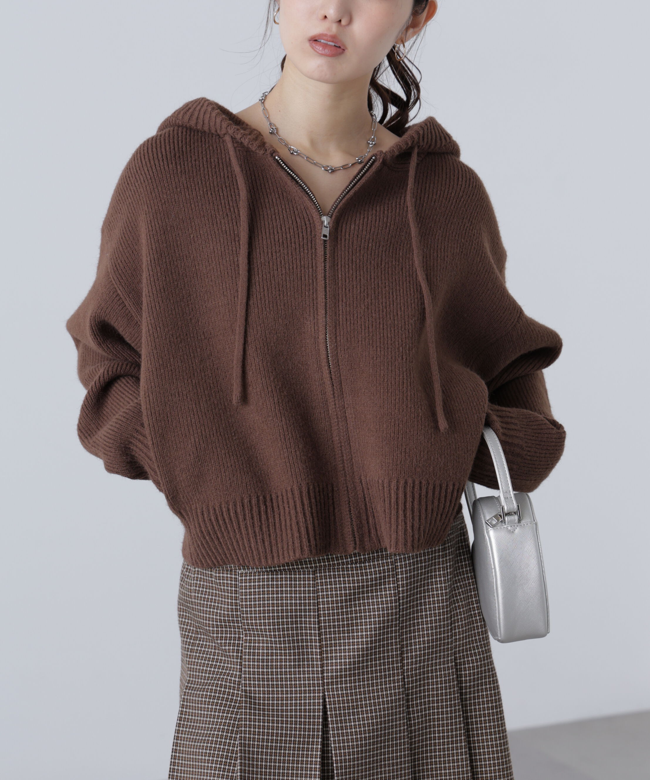  「ジップニットパーカー」|ニット・セーター|