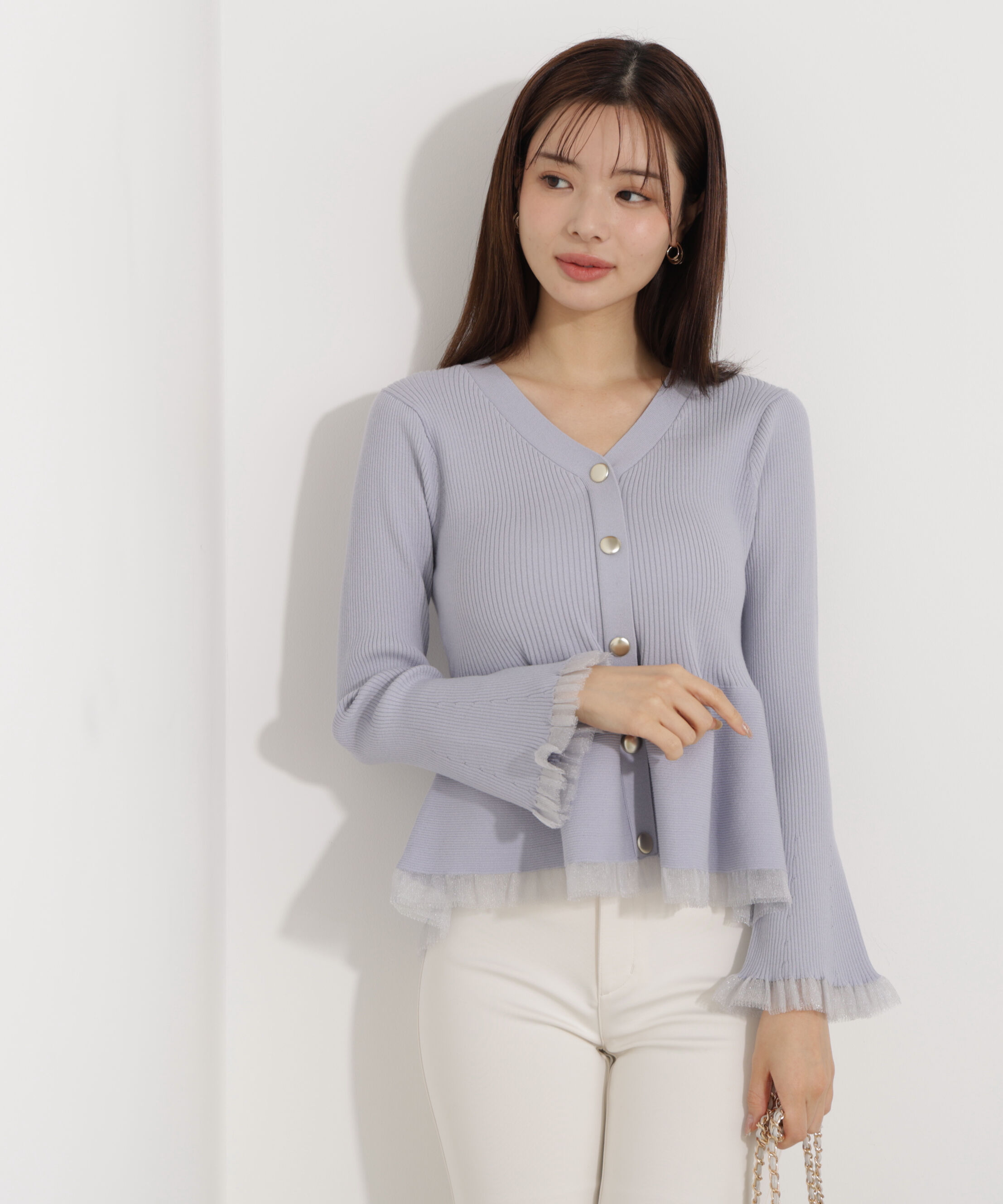 PROPORTION BODY DRESSING「シアー切替ペプラムニット　26SS」|ニット・セーター|