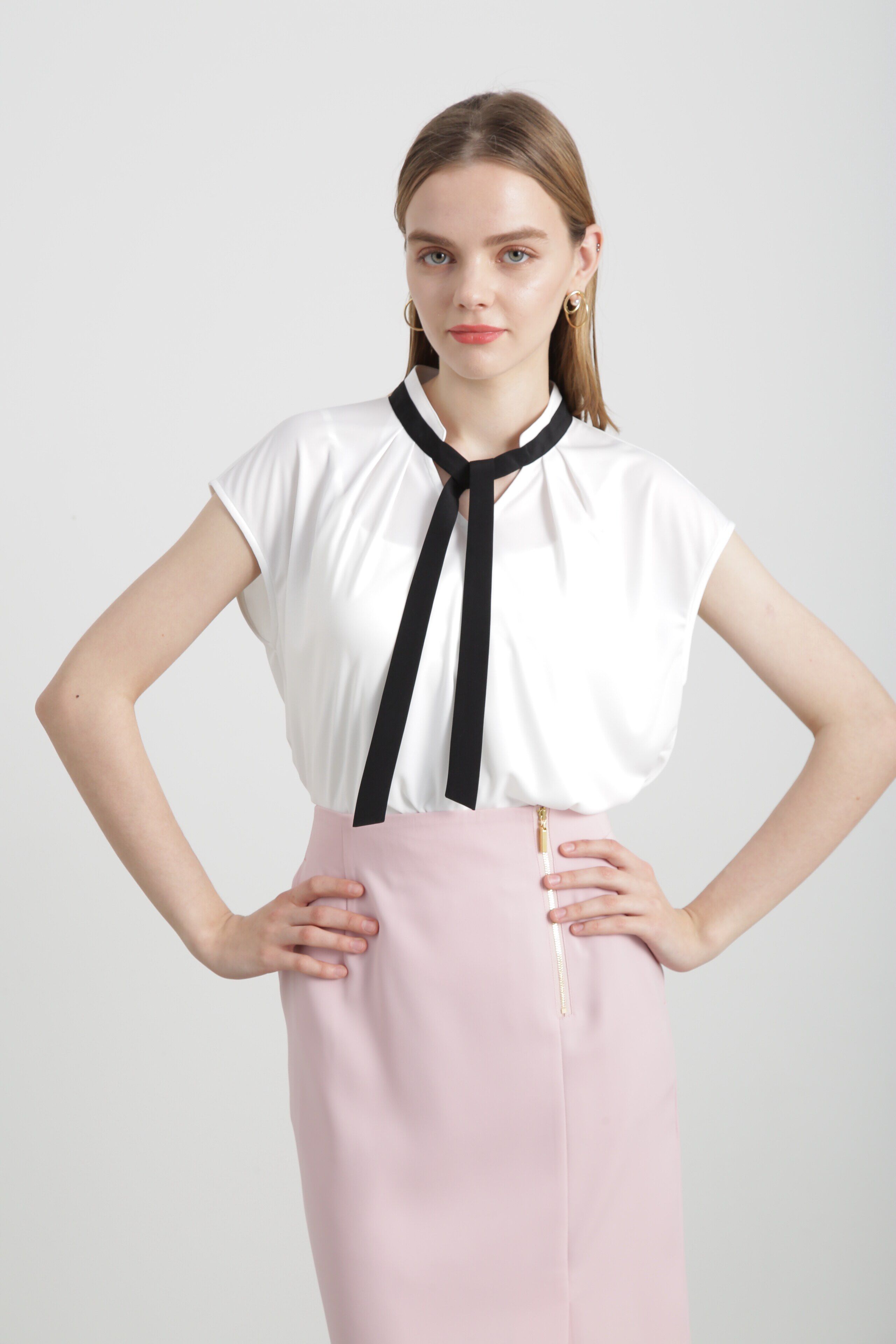  「◆バイカラーボウタイカットソー」|Tシャツ・カットソー|