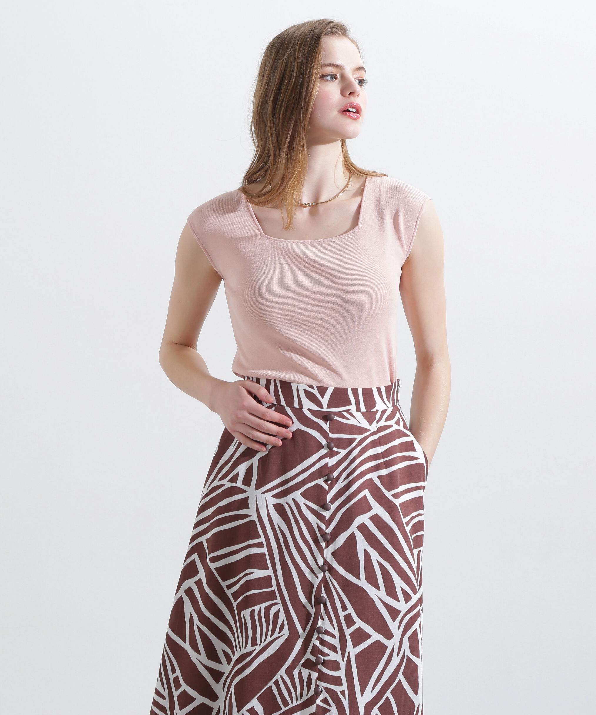  「◆スクエアネックニットプルオーバー」|ニット・セーター|