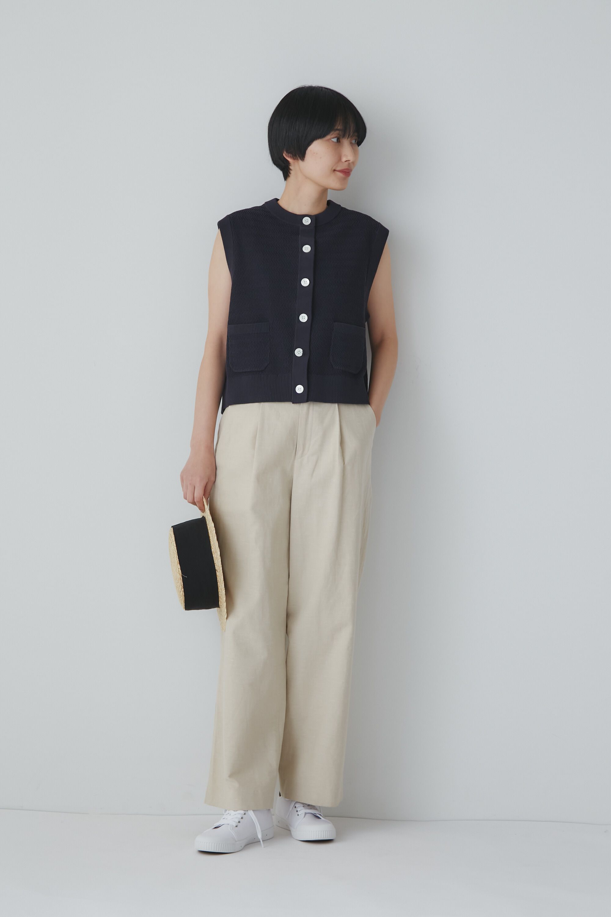  「◆綿麻シャンブレーセミワイドパンツ」|その他|