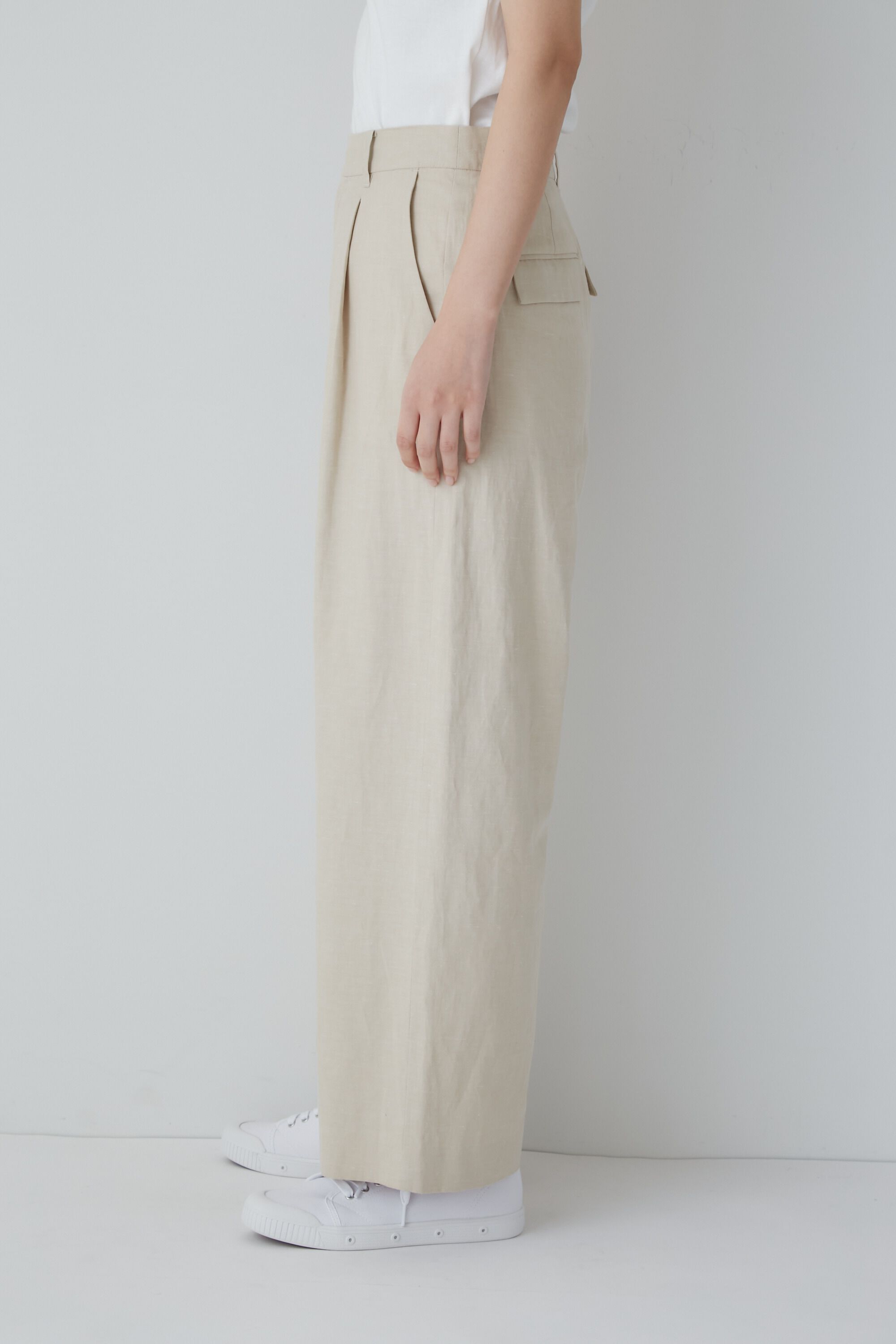  「◆綿麻シャンブレーセミワイドパンツ」|その他|