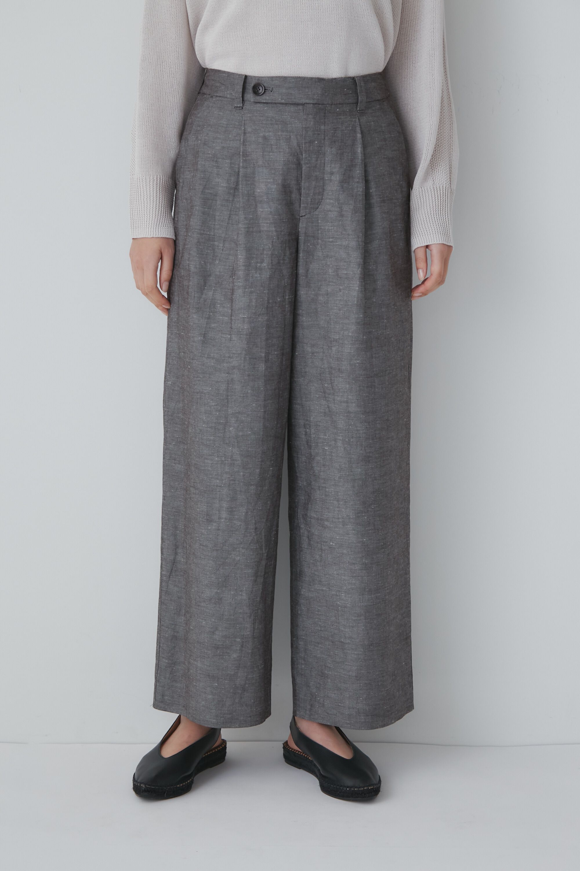  「◆綿麻シャンブレーセミワイドパンツ」|その他|