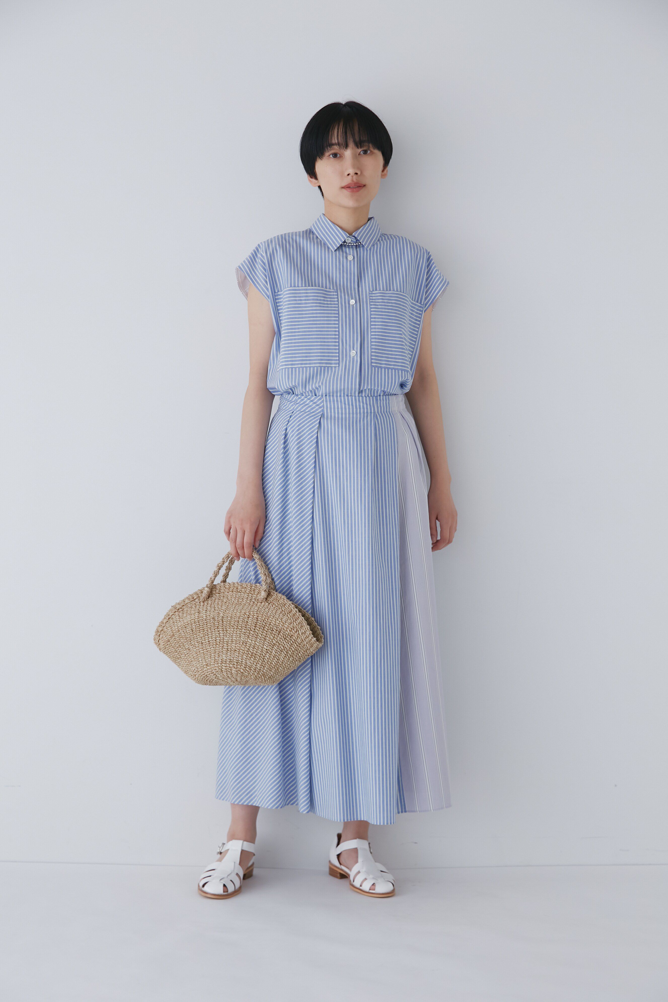  「◆バイカラーストライプスカート」|スカート|