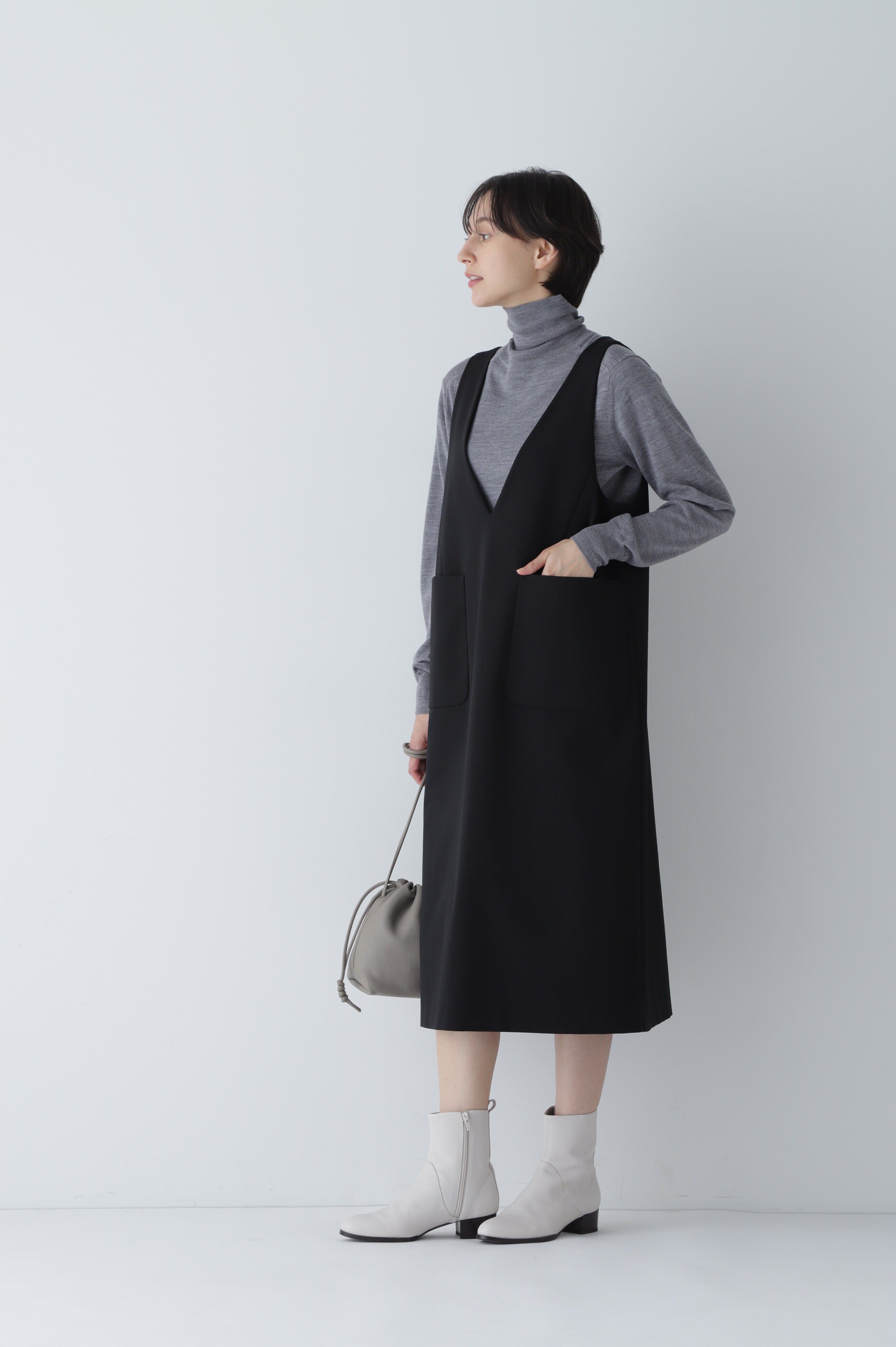  「ストレッチポンチジャンパースカート」|ワンピース|