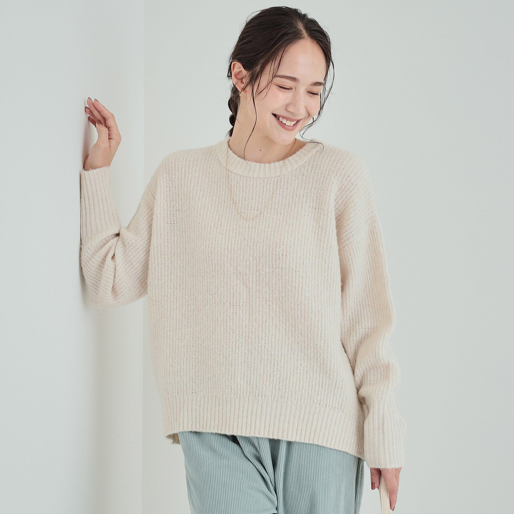 SHOO･LA･RUE「【高レビュー】大人フェミニン ふわふわ畦編み ゆるニット」|ニット・セーター|ライトベージュ(05