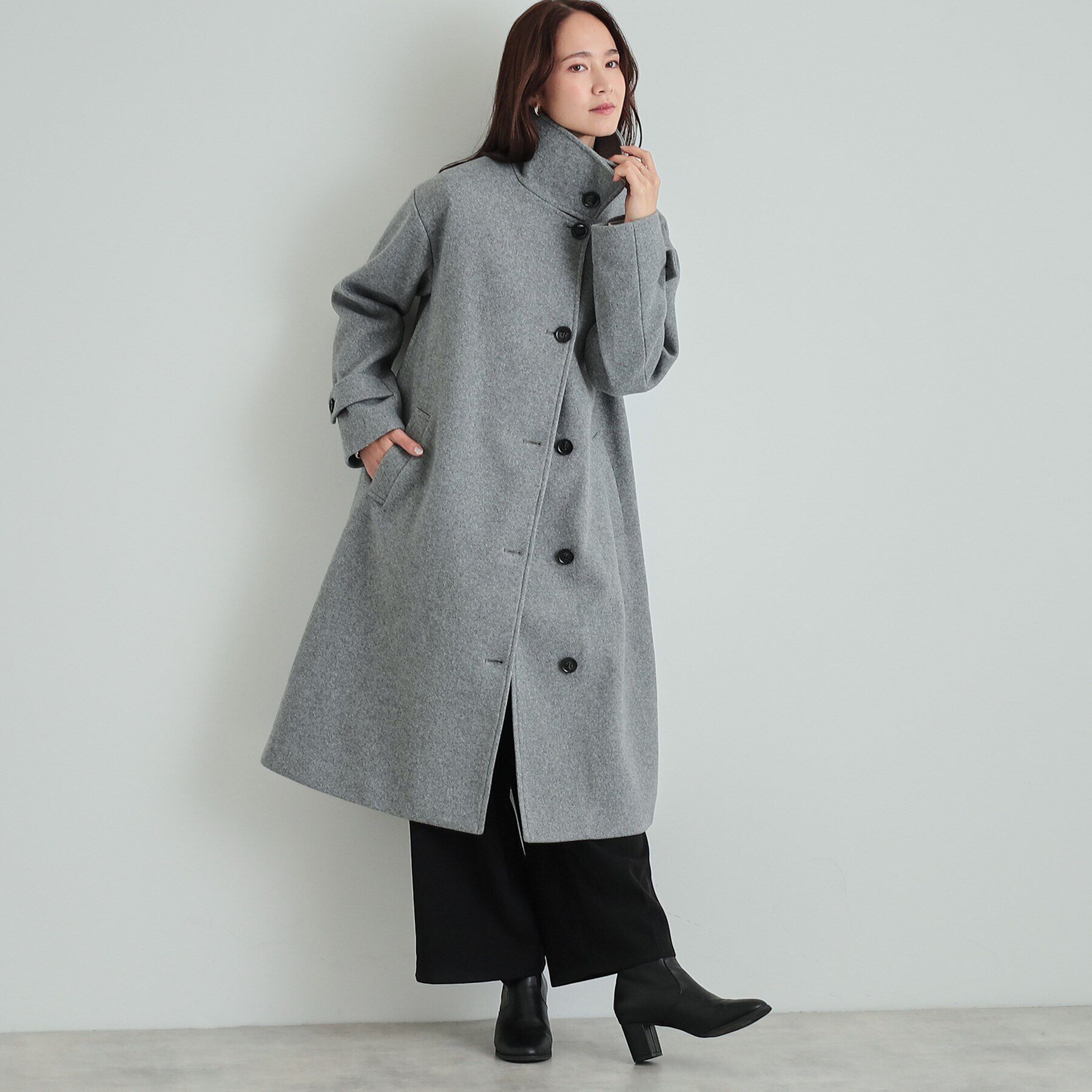 SHOO･LA･RUE「大人のお出かけスタイルに あったかウール調 スタンドカラーコート」|その他|