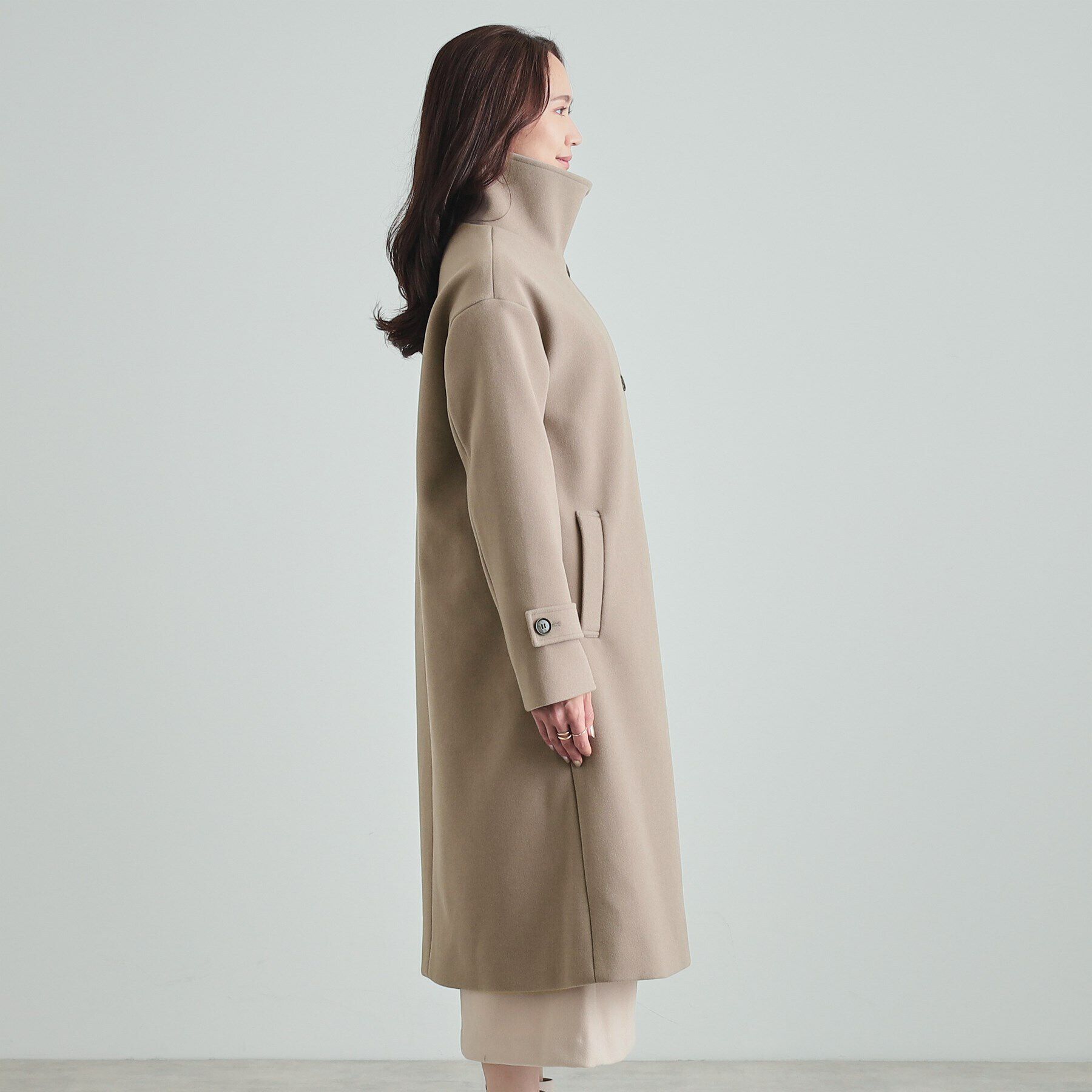 SHOO･LA･RUE「大人のお出かけスタイルに あったかウール調 スタンドカラーコート」|その他|