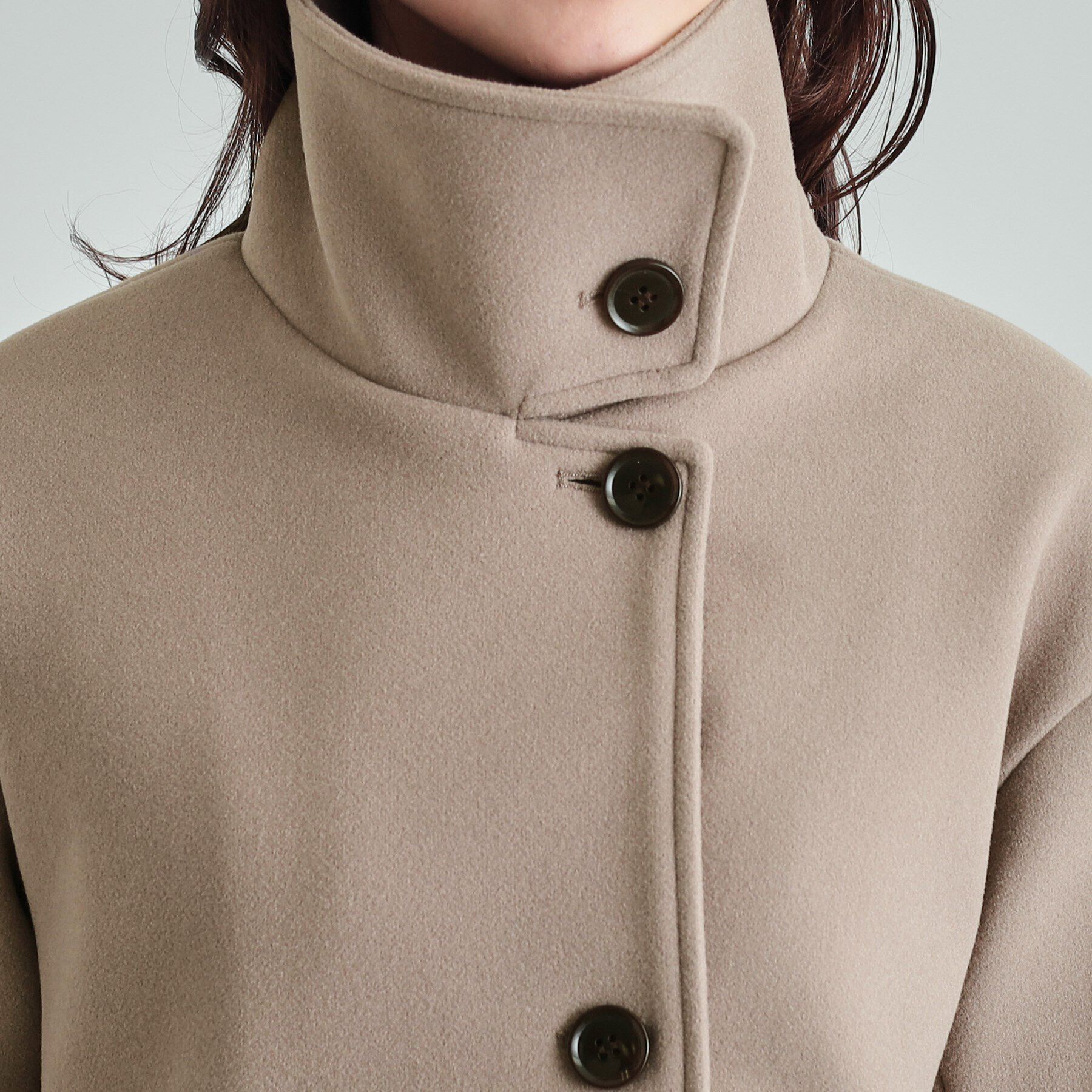 SHOO･LA･RUE「大人のお出かけスタイルに あったかウール調 スタンドカラーコート」|その他|