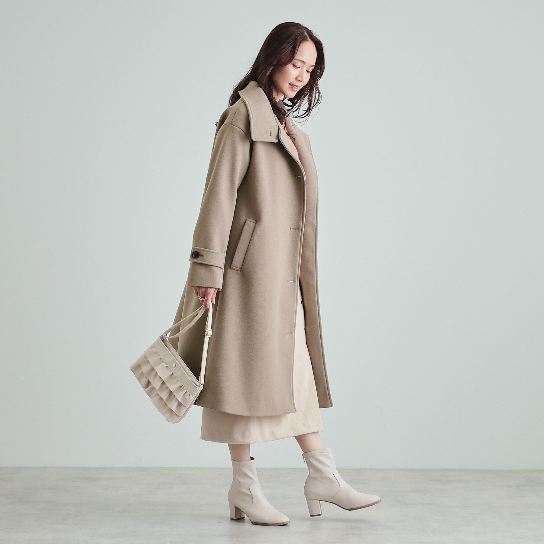 SHOO･LA･RUE「大人のお出かけスタイルに あったかウール調 スタンドカラーコート」|その他|