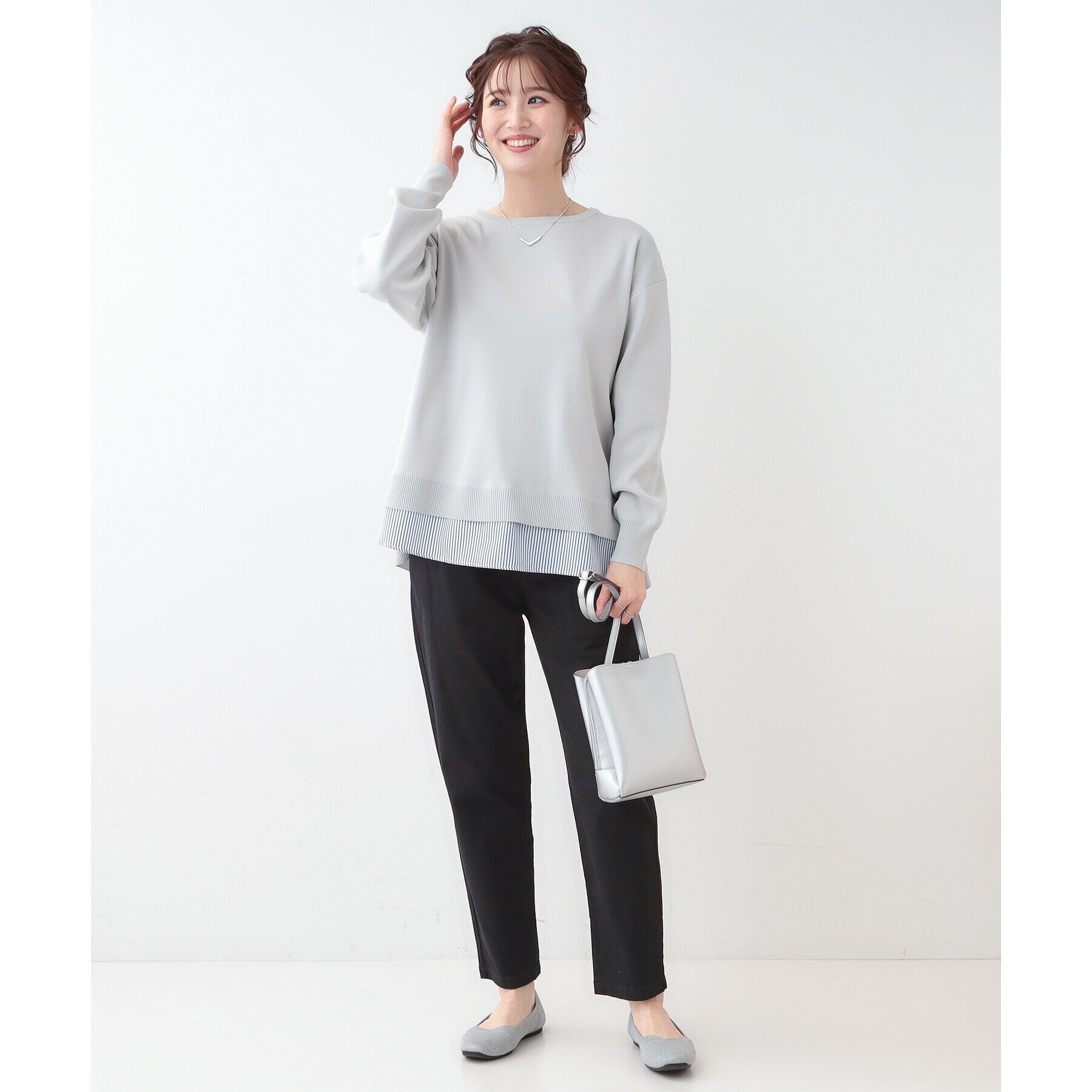 SHOO･LA･RUE「【洗える】一枚で簡単こなれ見え スポンディッシュ 裾レイヤード風ニット」|ニット・セーター|