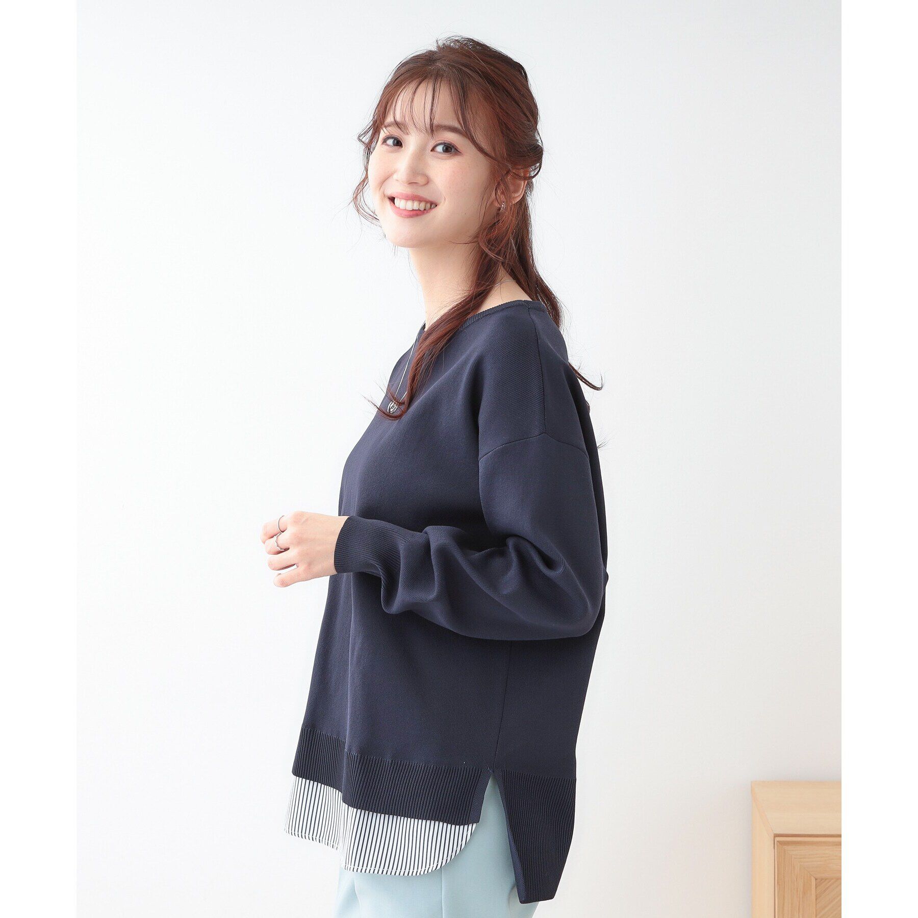 SHOO･LA･RUE「【洗える】一枚で簡単こなれ見え スポンディッシュ 裾レイヤード風ニット」|ニット・セーター|