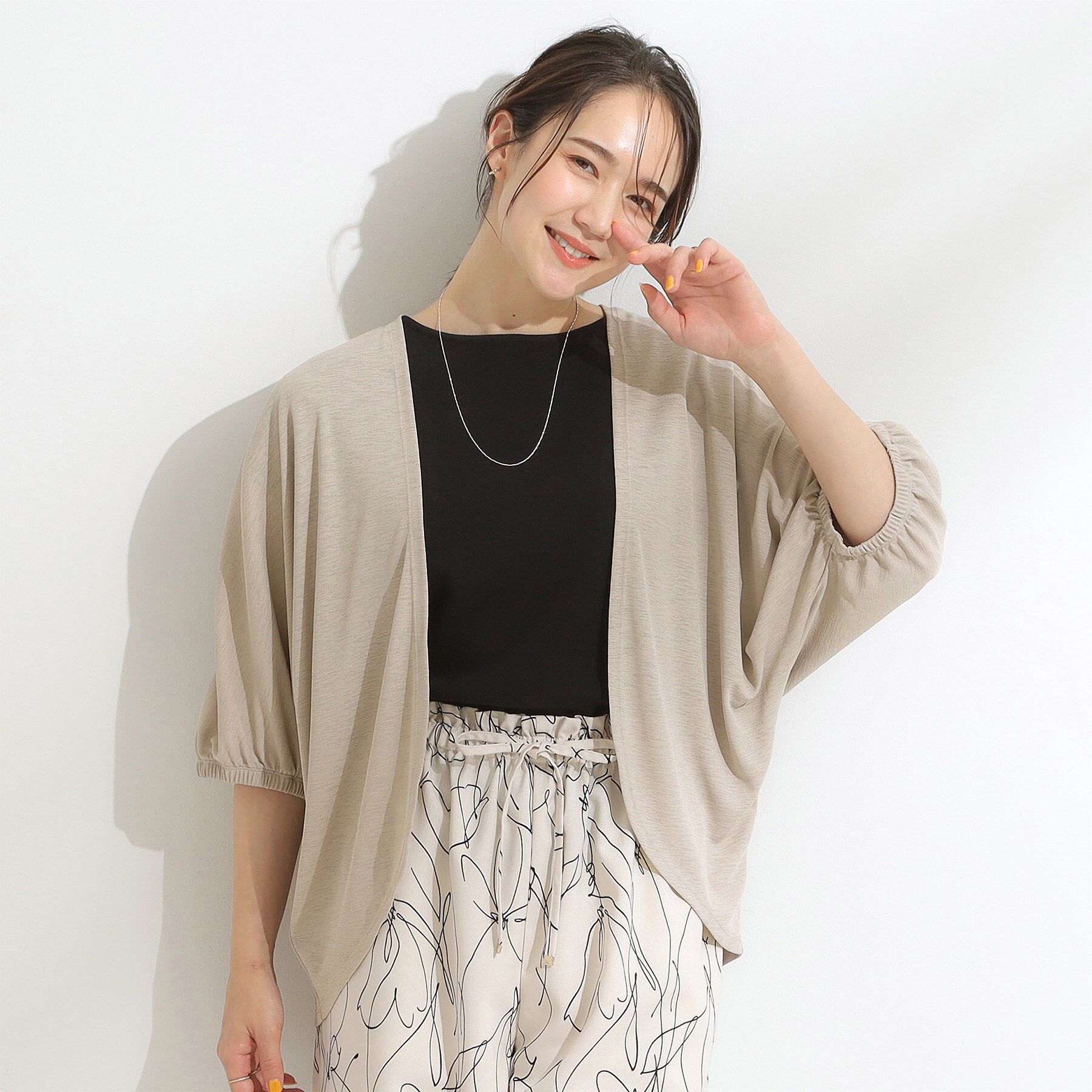 SHOO･LA･RUE「【ひんやり/UV/さらさらタッチ】女性らしさ漂う 5分袖ボレロカーディガン」|カーディガン|