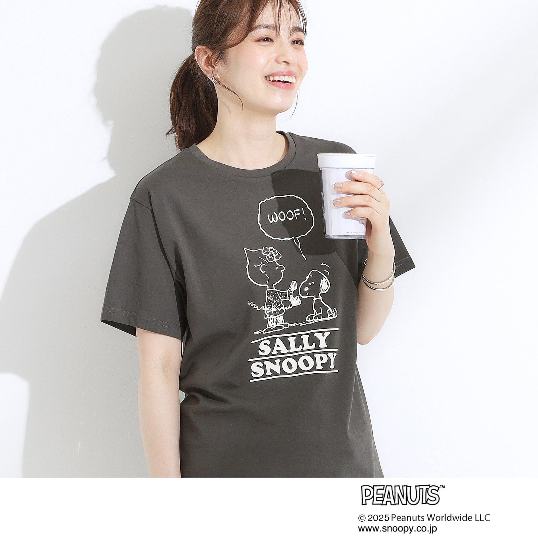 SHOO･LA･RUE「【PEANUTS】ひんやりTシャツ」|Tシャツ・カットソー|チャコールグレー(1