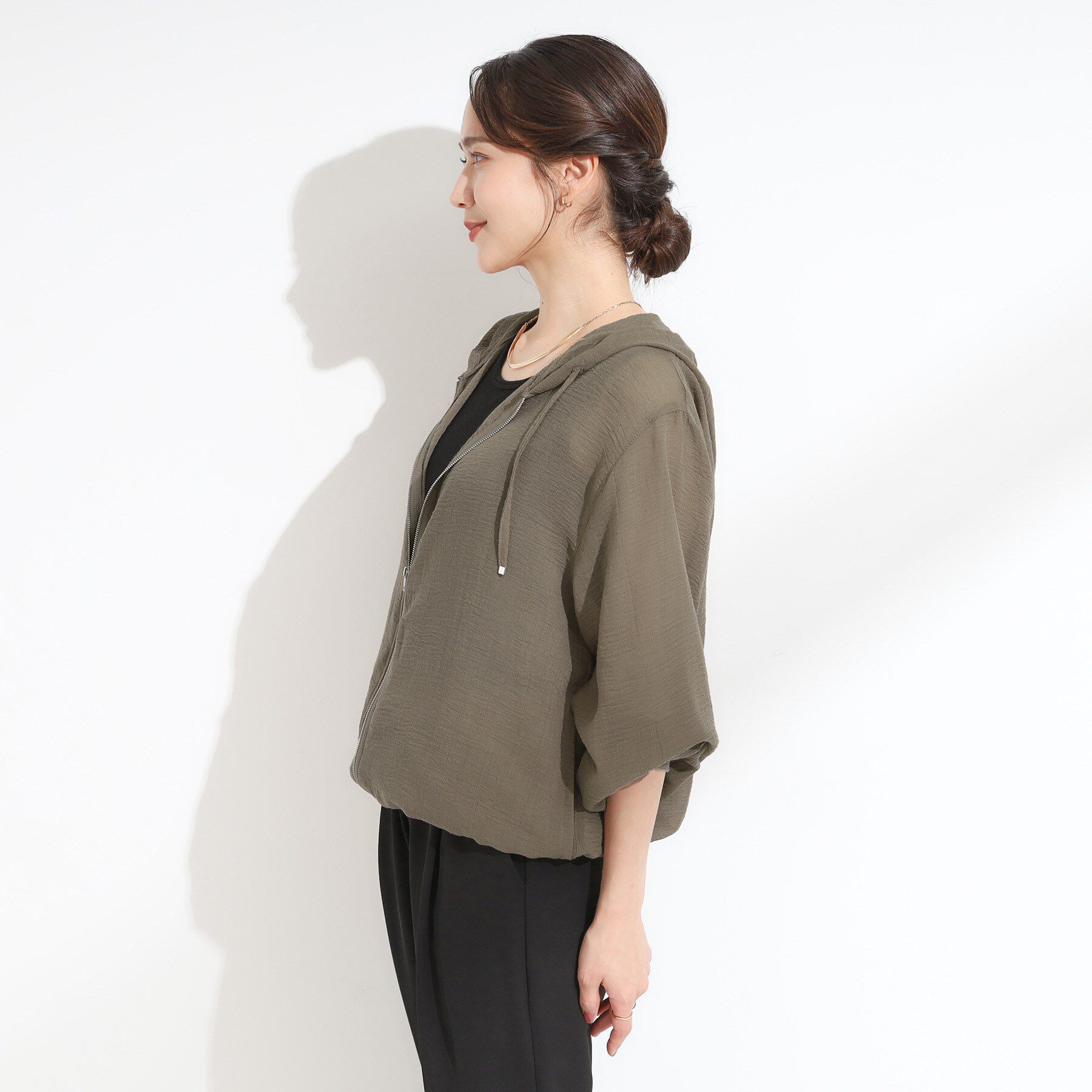 SHOO･LA･RUE「【S-LL】柔らかシアーでこなれるフーディブルゾン」|ブルゾン・スタジャン|