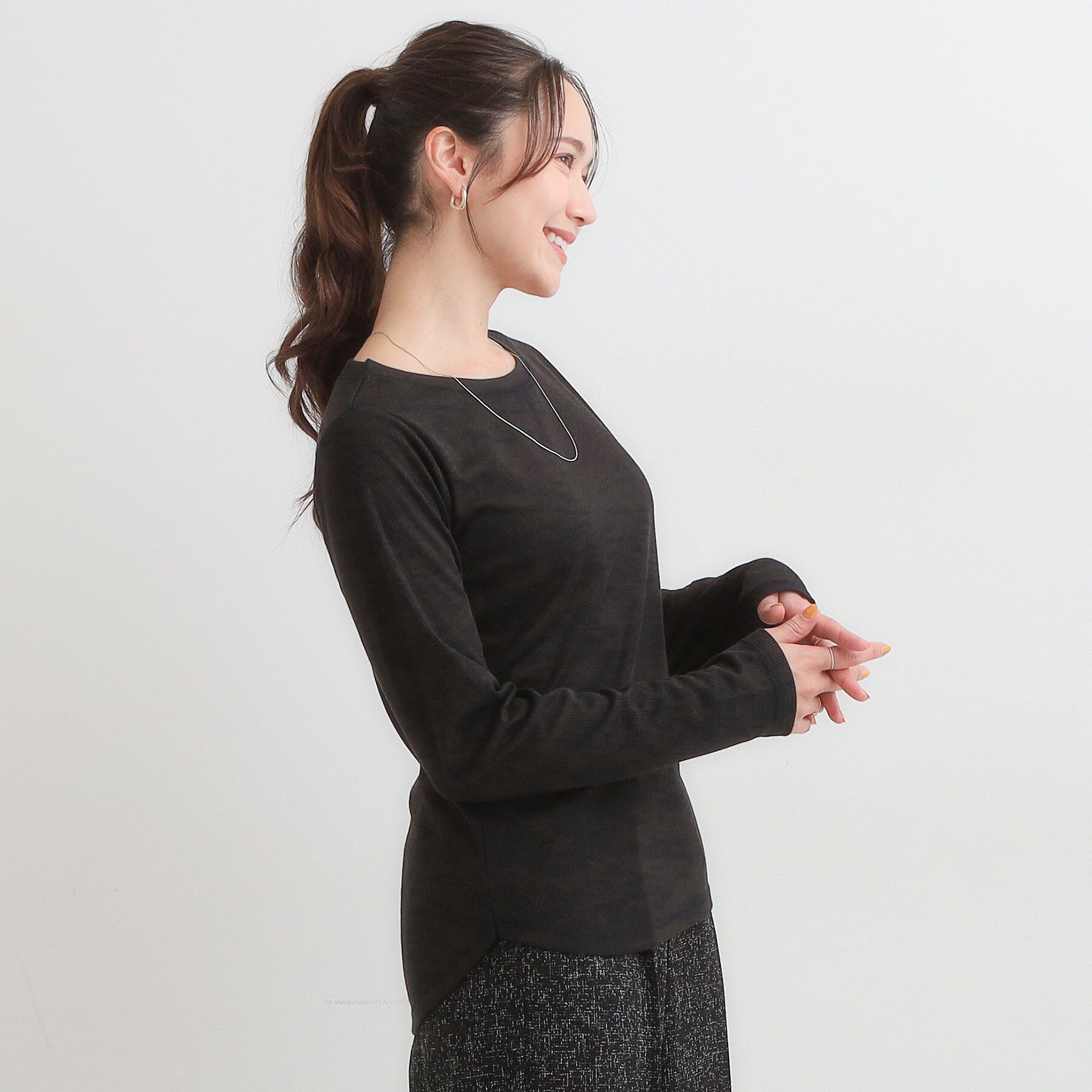 SHOO･LA･RUE「【洗濯機可/S-LL】毎日コーデに シアーテレコロンT」|Tシャツ・カットソー|