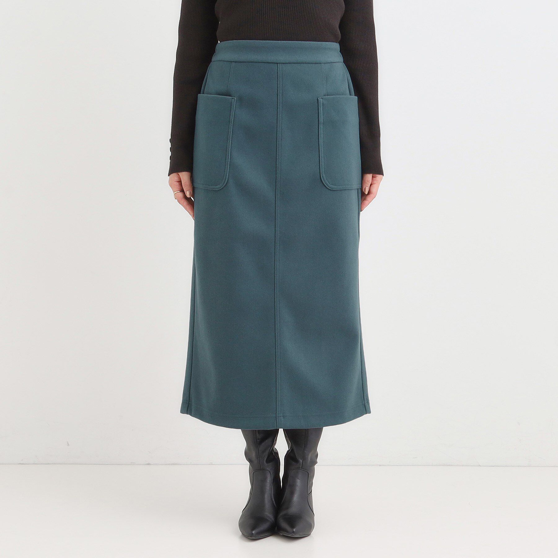 SHOO･LA･RUE「【S-LL】あったかすっきり 圧縮ニットナロースカート」|スカート|