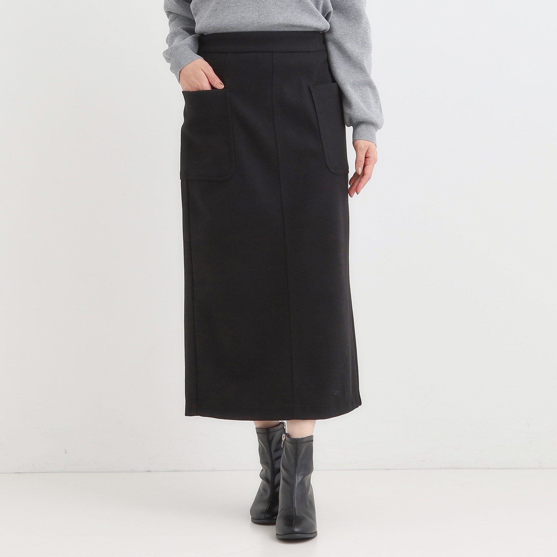 SHOO･LA･RUE「【S-LL】あったかすっきり 圧縮ニットナロースカート」|スカート|