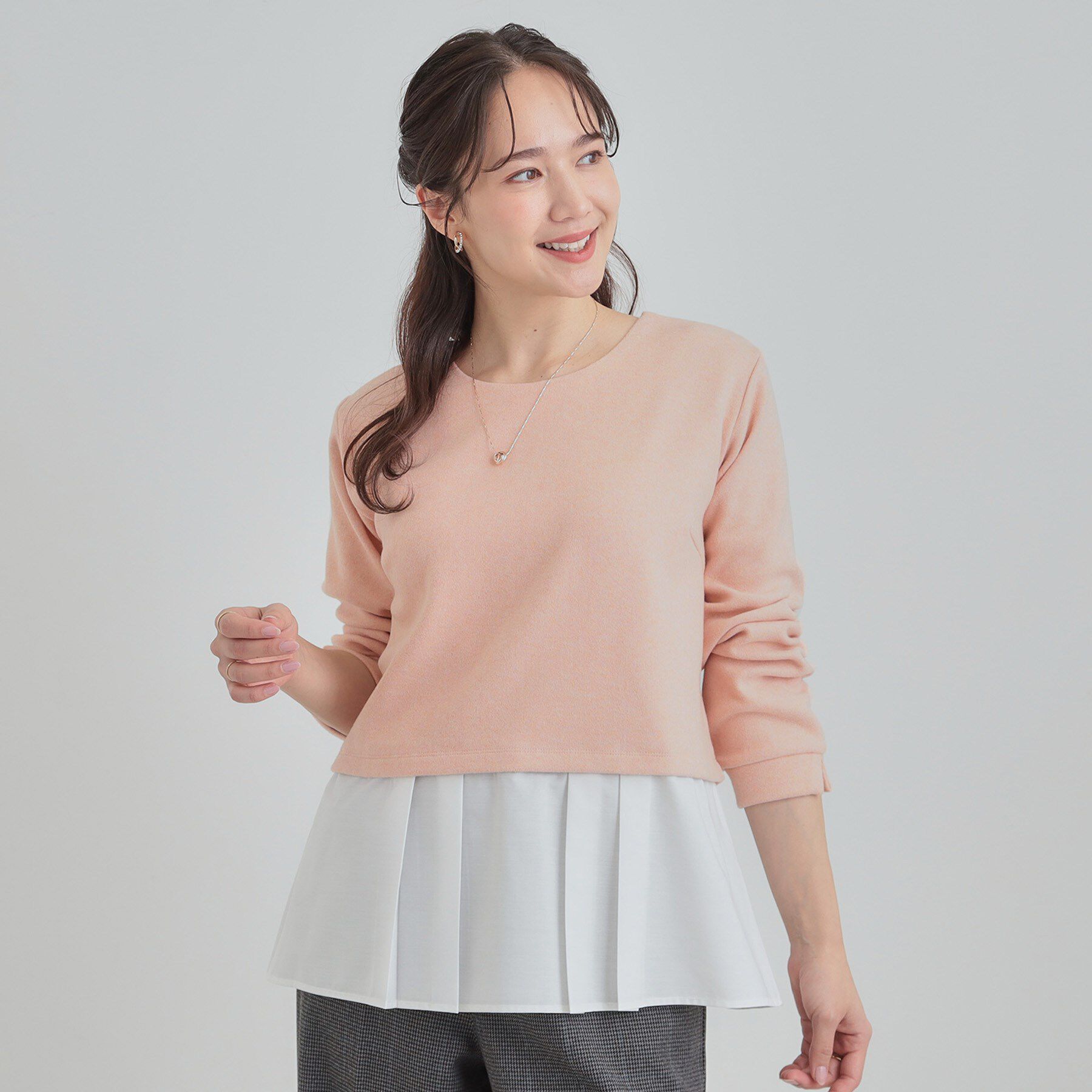 SHOO･LA･RUE「【S-LL】レイヤード風 シャツドッキングトップス」|Tシャツ・カットソー|