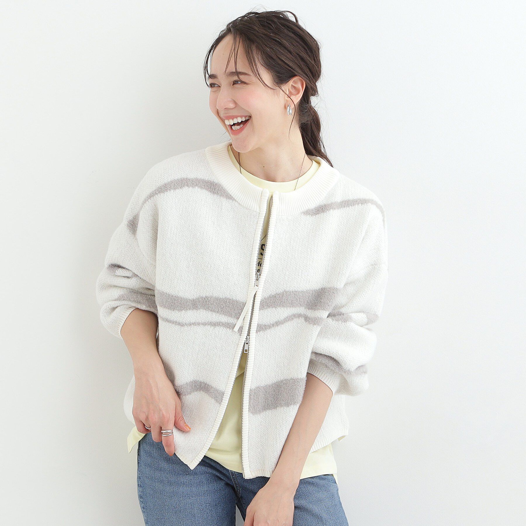 SHOO･LA･RUE「ダブルZIP柄カーディガン」|カーディガン|