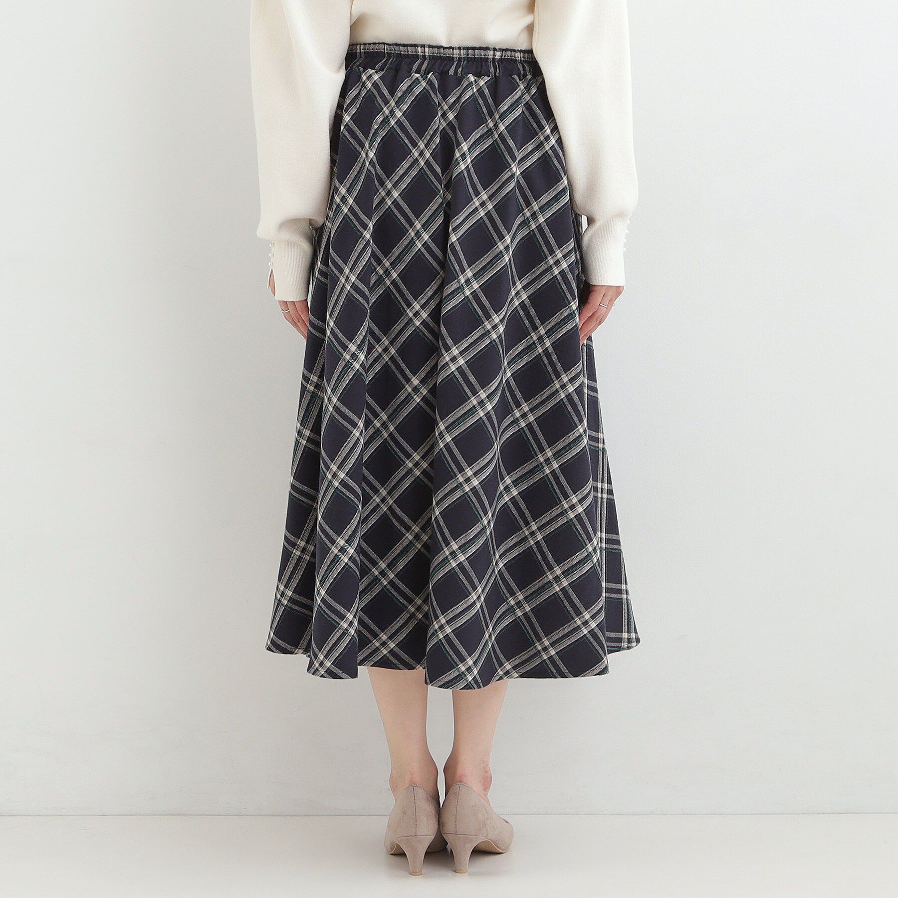 SHOO･LA･RUE「【S-LL】モールチェックフレアスカート」|スカート|