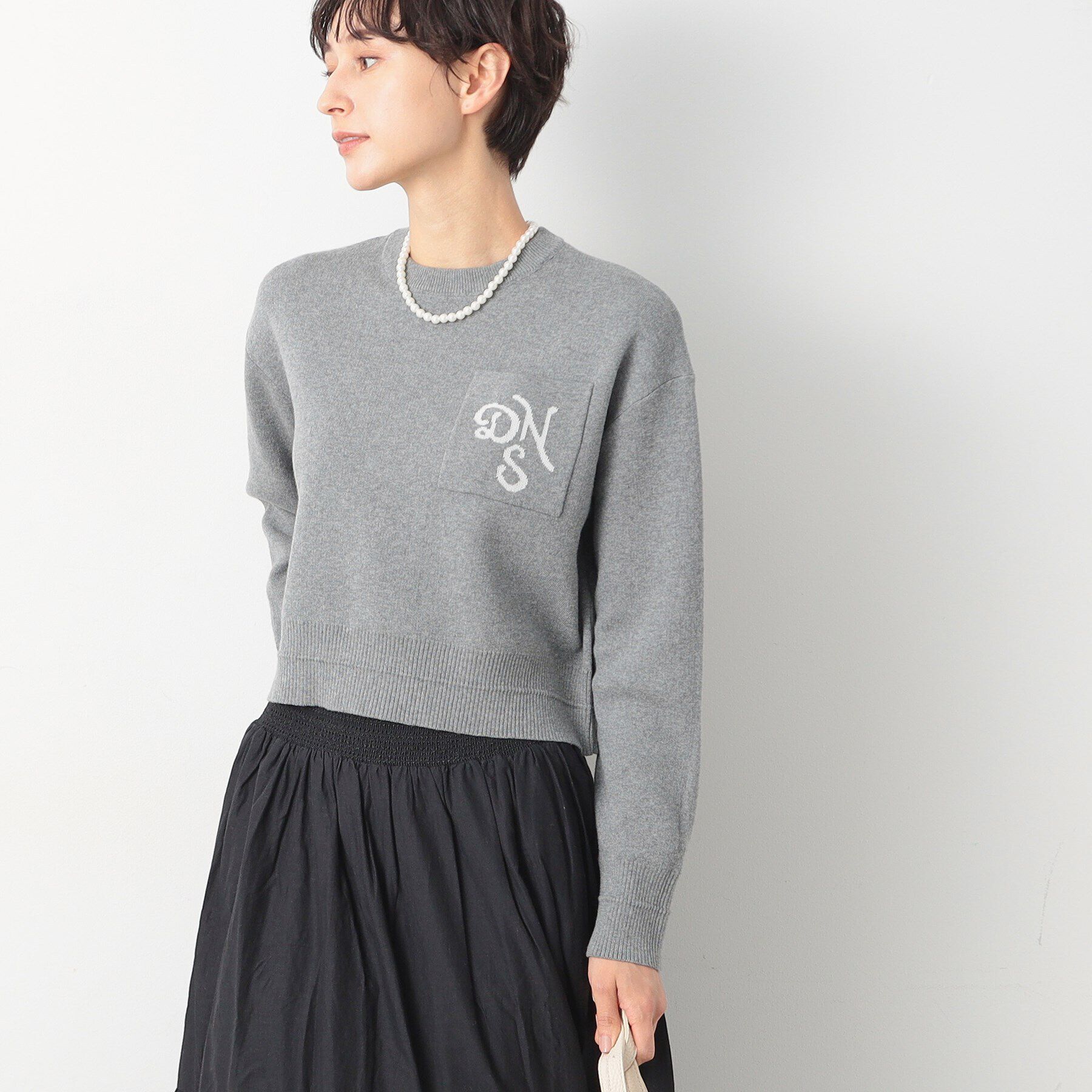 Dessin「【洗える】ロゴジャカードショート丈ニット（XS～L）」|ニット・セーター|