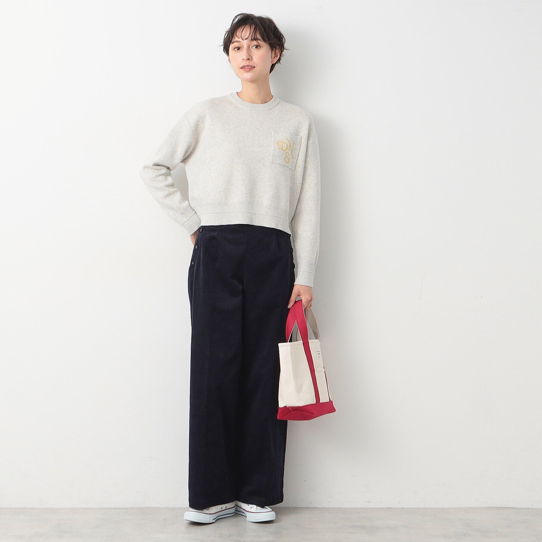 Dessin「【洗える】ロゴジャカードショート丈ニット（XS～L）」|ニット・セーター|