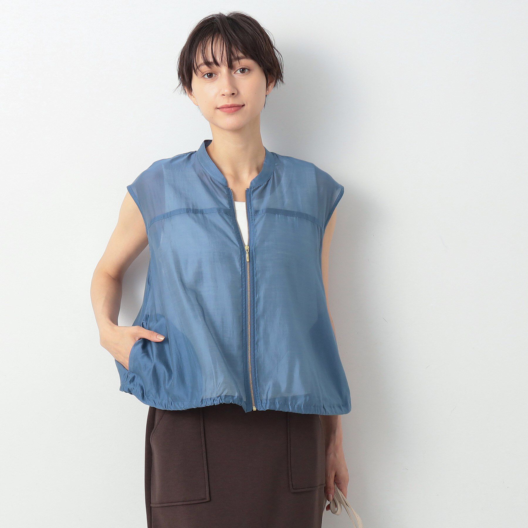 Dessin「【洗える】ドローコード付きシアーブラウス」|シャツ・ブラウス|