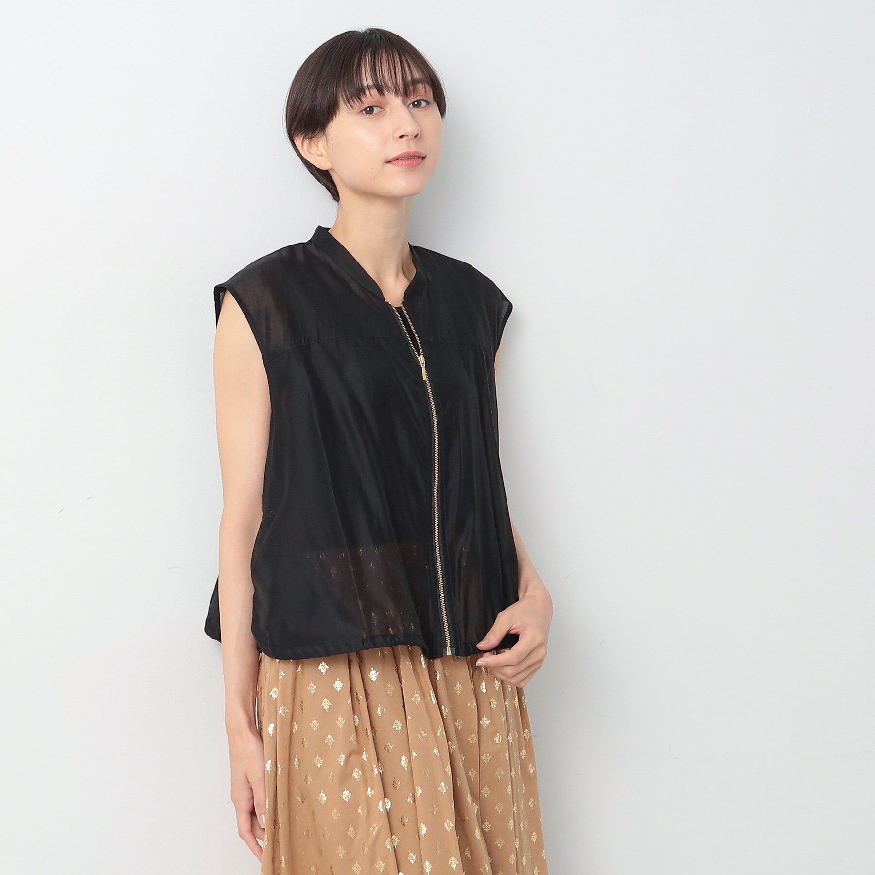 Dessin「【洗える】ドローコード付きシアーブラウス」|シャツ・ブラウス|ブラック(019)